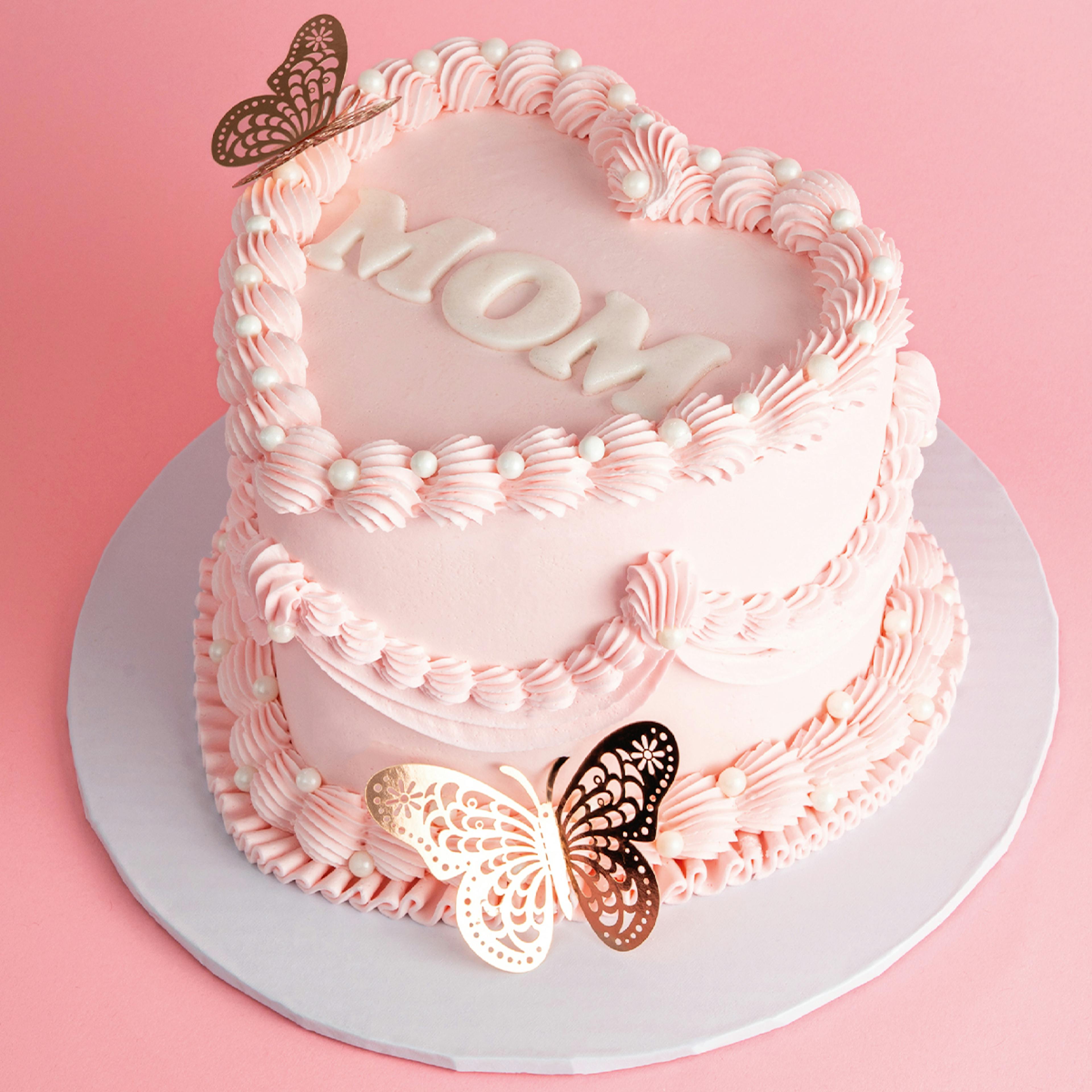 Mother's Day Vintage Heart Vanilla Bean Cake by Sweet E's Bake Shop