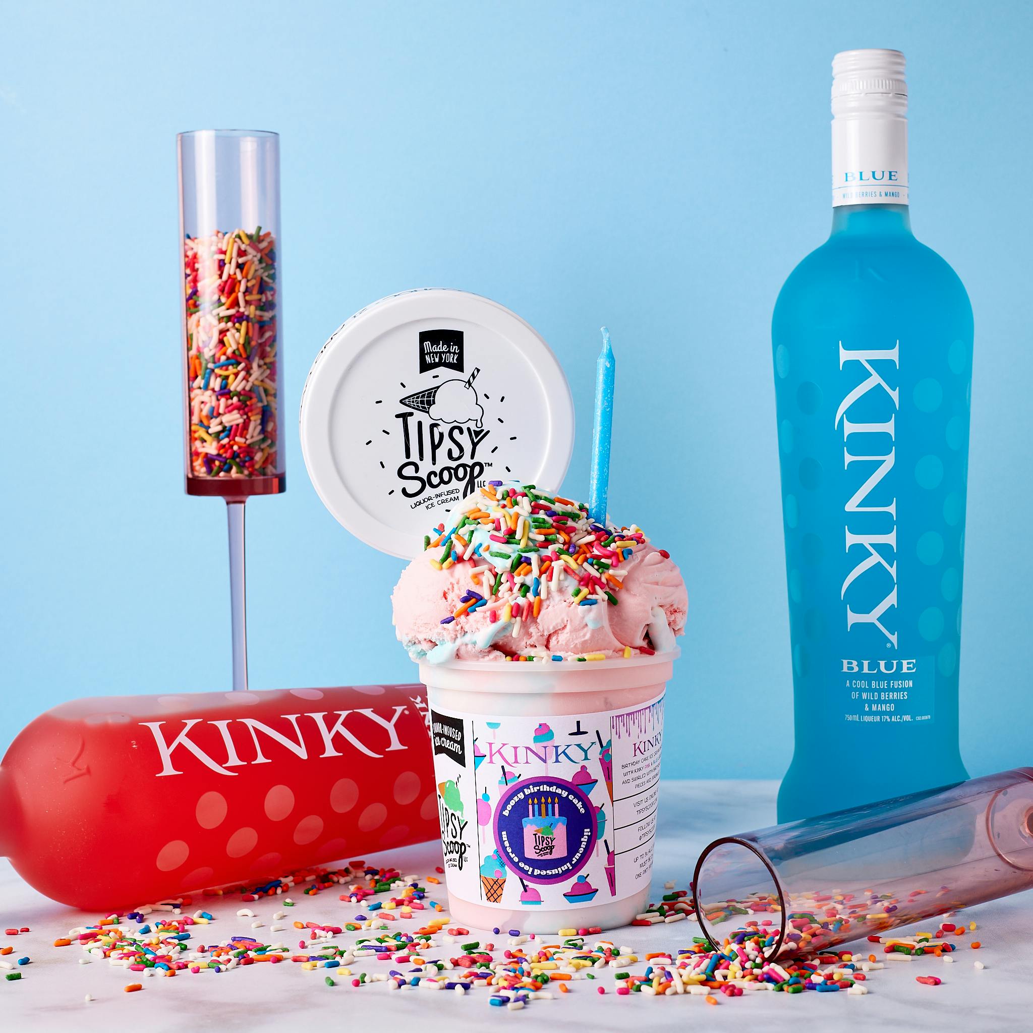 Boozy Kinky Birthday Cake Ice Cream - 4 Pints by Tipsy Scoop Boozy Ice Cream