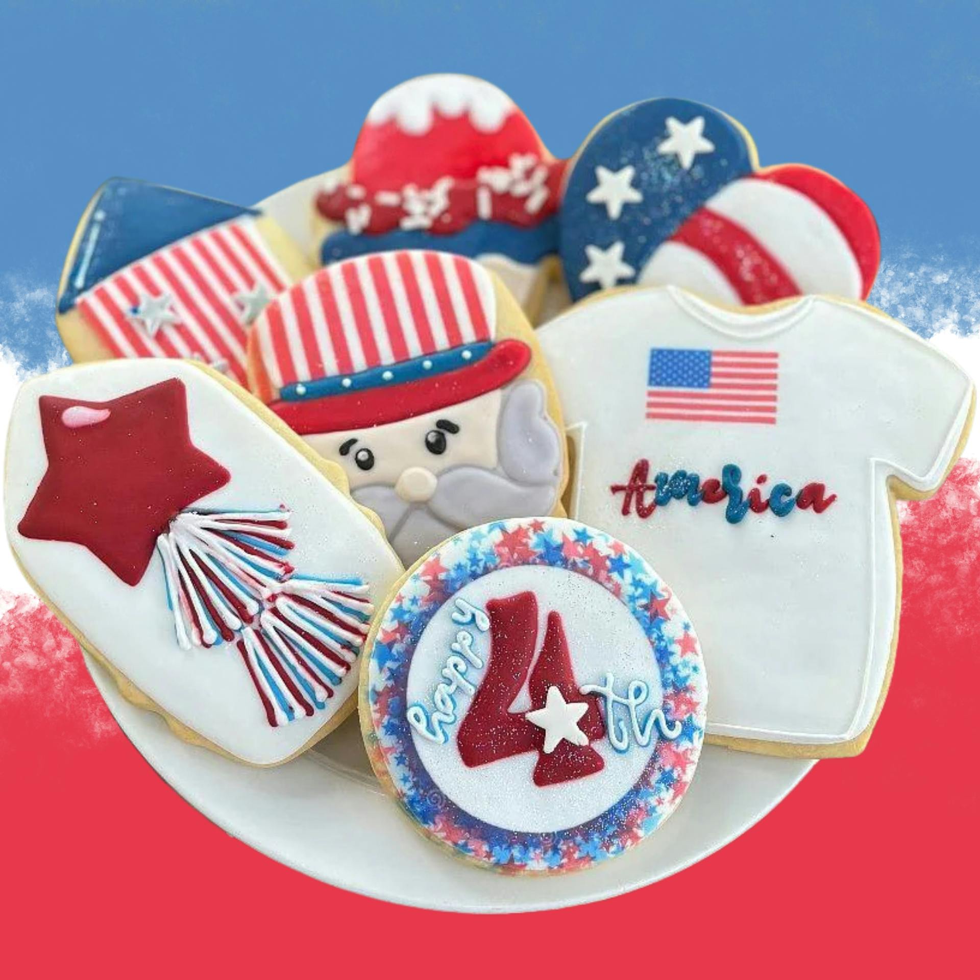 Fourth of July Decorated Butter Cookies by Dessert Gallery