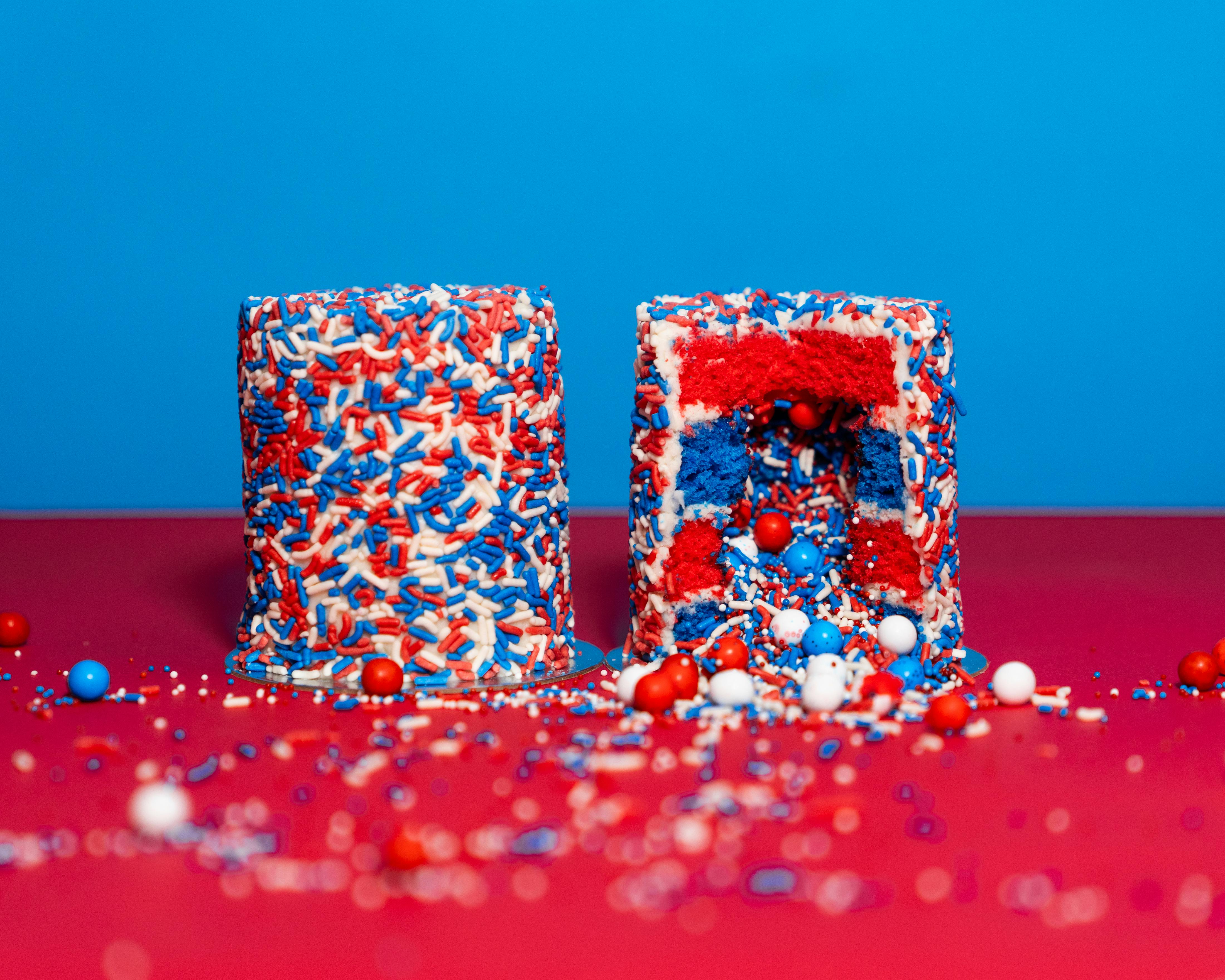 Patriotic Vanilla Rainbow Mini Explosion® Cakes - 2 Pack by Flour Shop