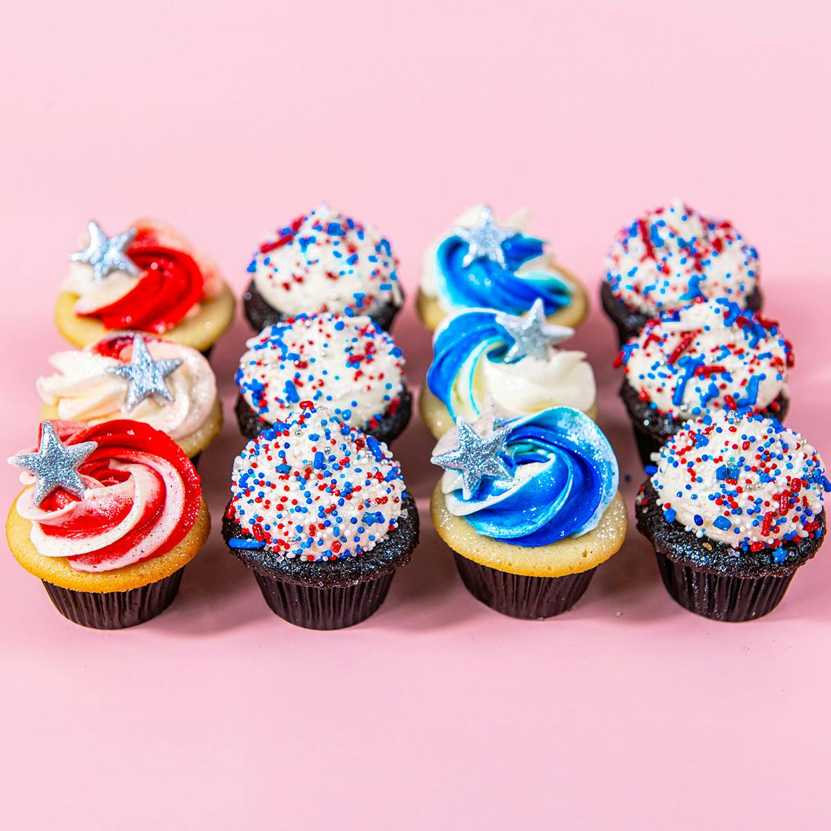 Red, White & Blue Mini Cupcakes - 12 Pack by Trophy Cupcakes - Alternate image 2