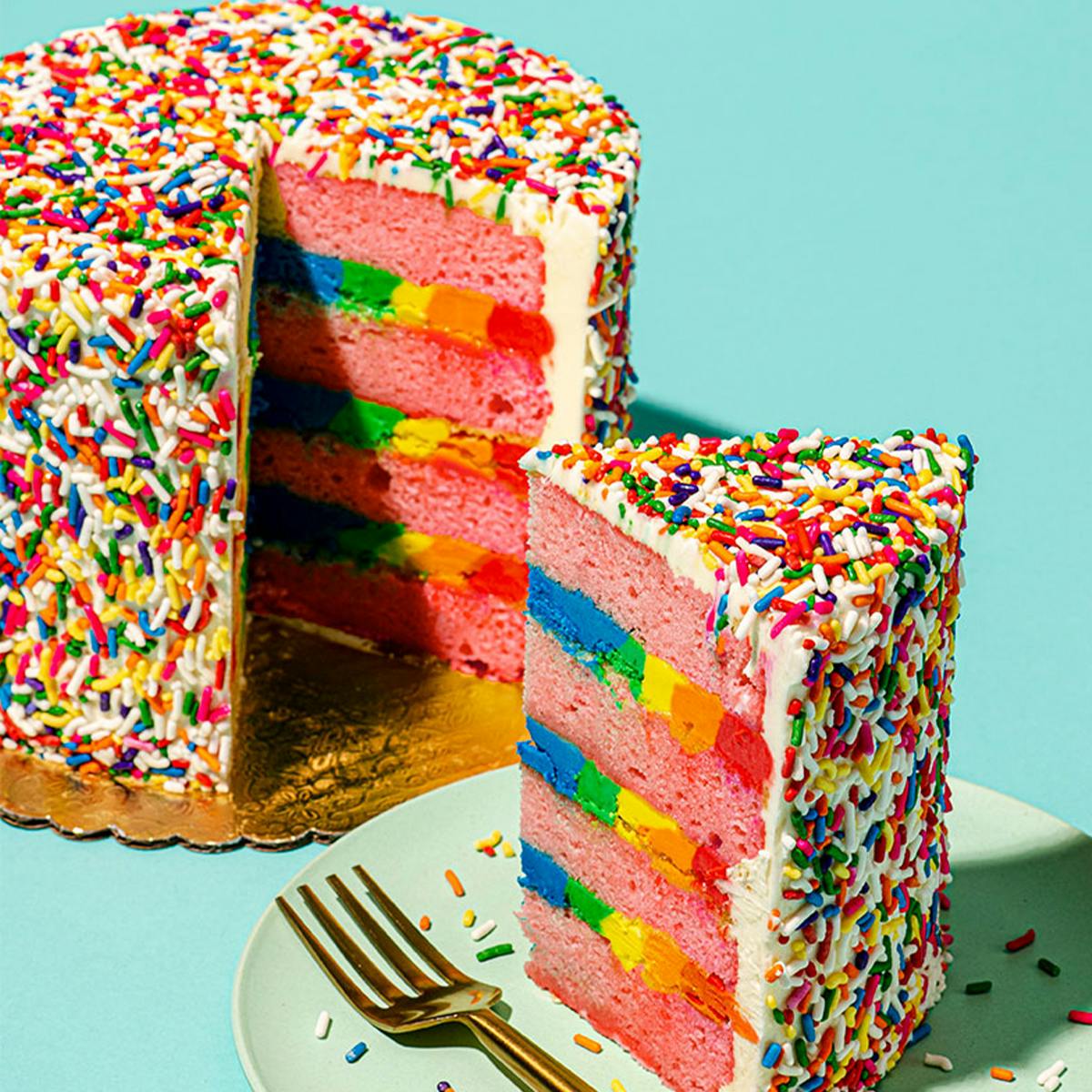 Strawberry 4-Layer Rainbow Cake by Over the Rainbow Cakes