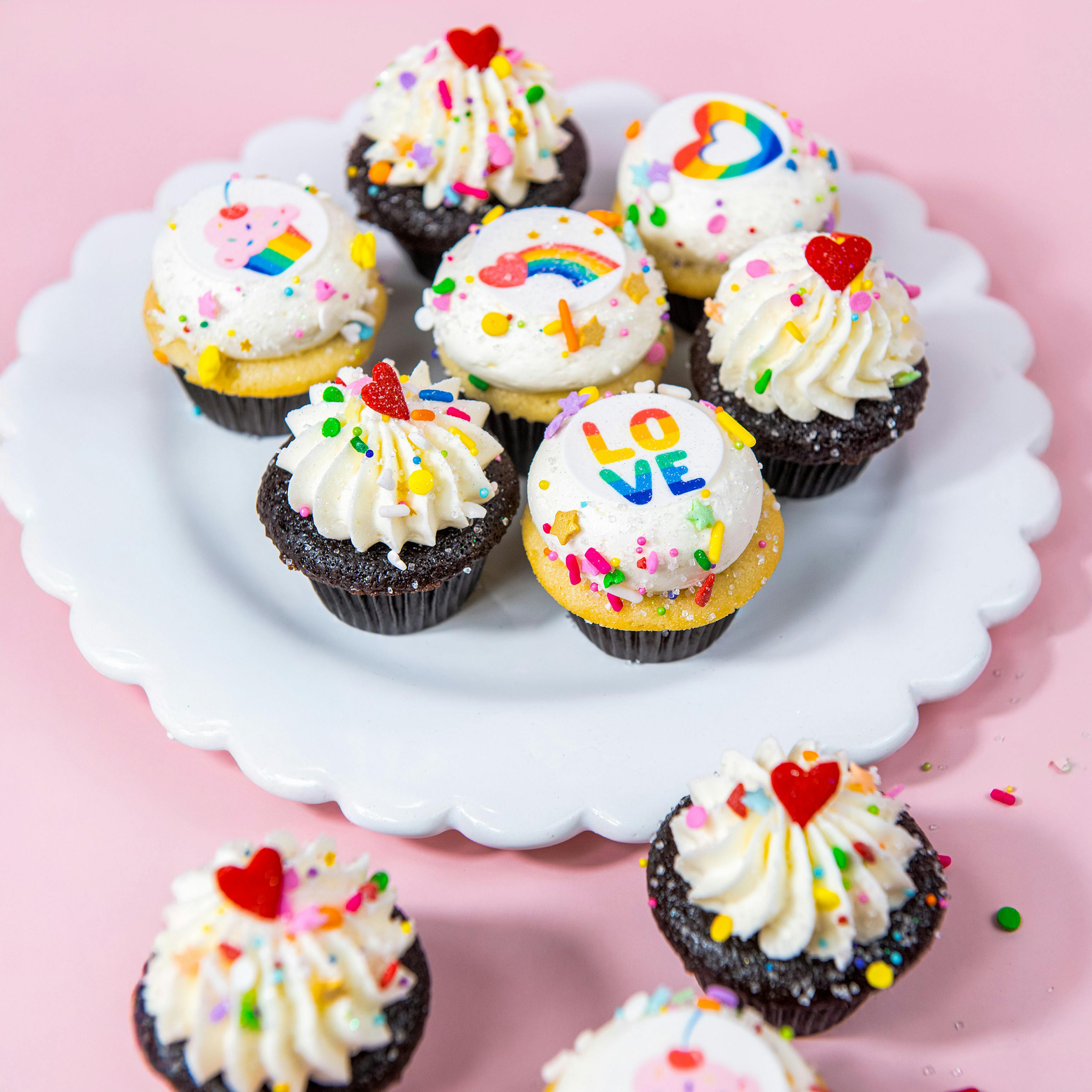 Rainbow Love Mini Cupcakes - 12 Pack by Trophy Cupcakes