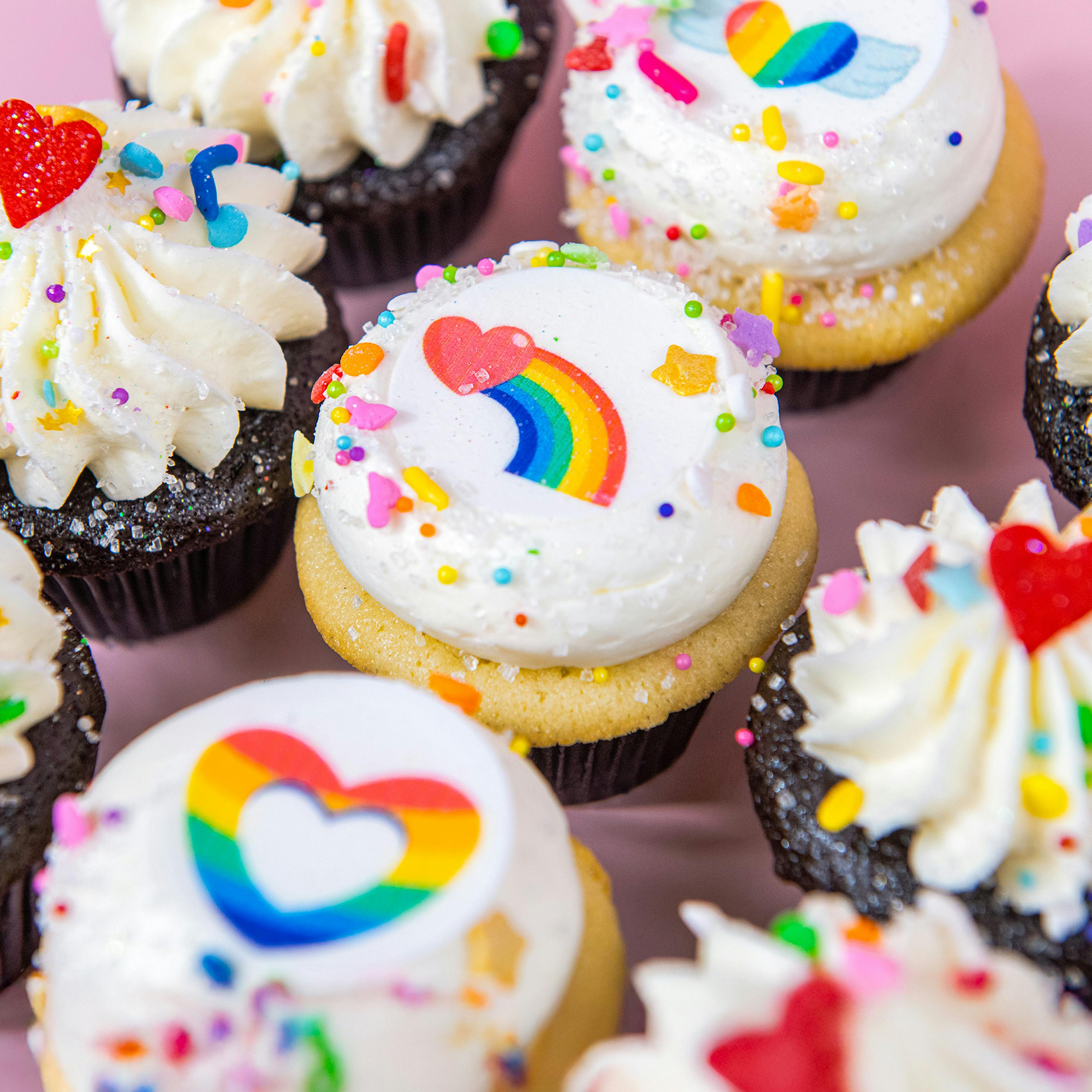 Rainbow Love Mini Cupcakes - 12 Pack by Trophy Cupcakes - Alternate image 2