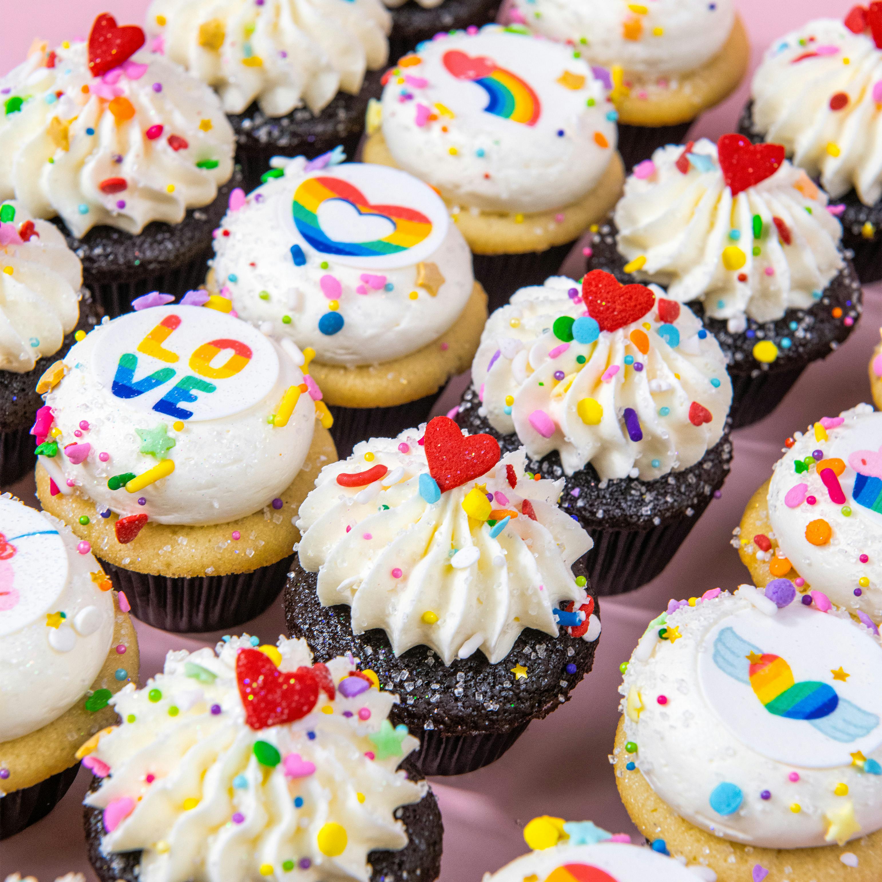 Rainbow Love Mini Cupcakes - 12 Pack by Trophy Cupcakes - Alternate image 1