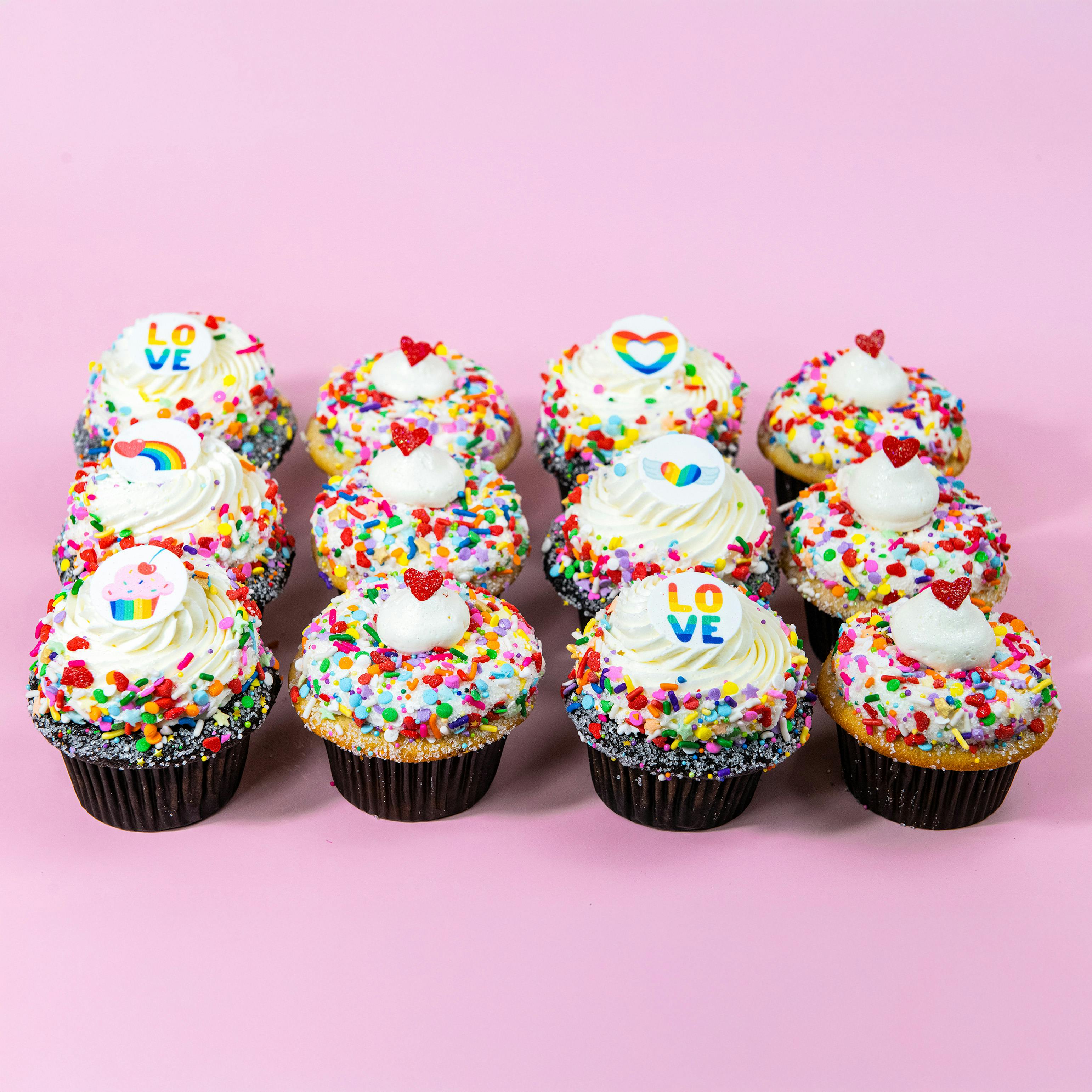 Rainbow Love Cupcakes - 12 Pack by Trophy Cupcakes