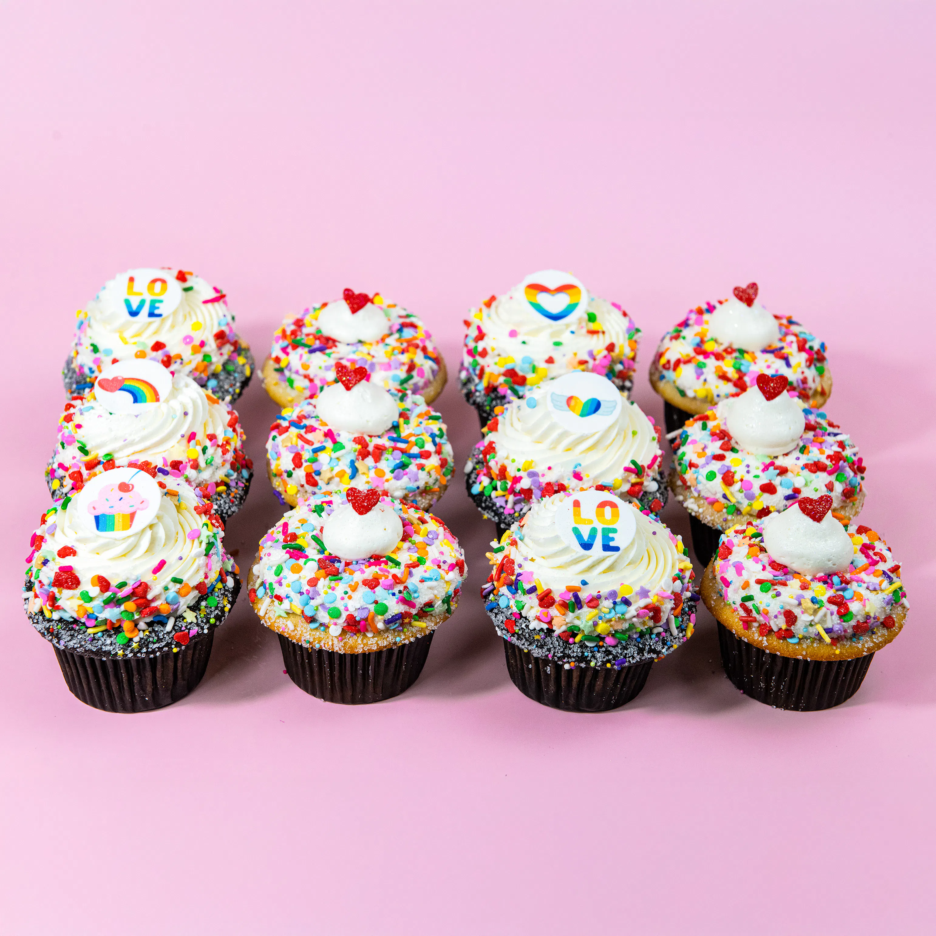 Trophy Cupcakes - Rainbow Love Cupcakes - 12 Pack