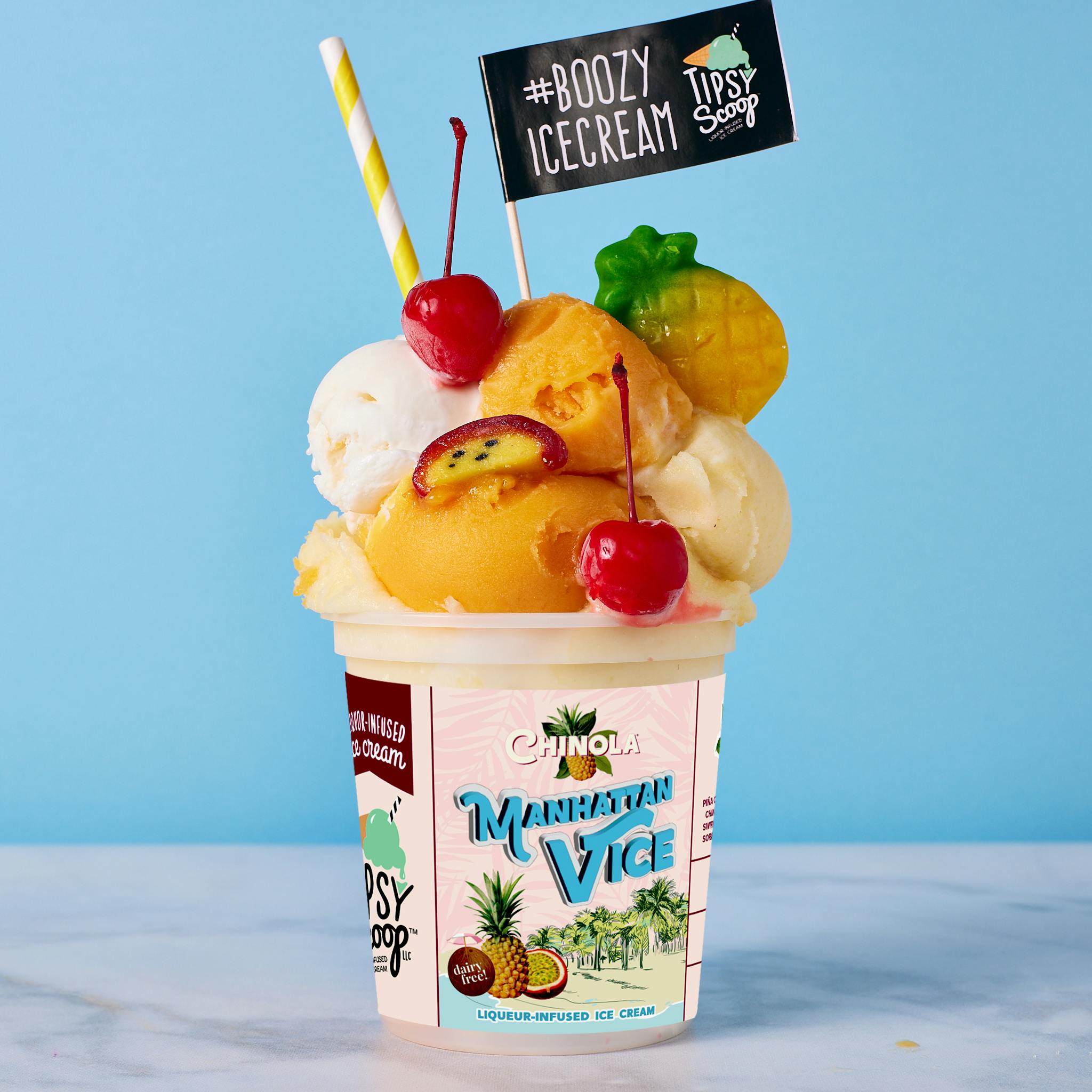 Chinola Manhattan Vice Boozy Dairy-Free Ice Cream - 4 Pints by Tipsy Scoop Boozy Ice Cream - Alternate image 2