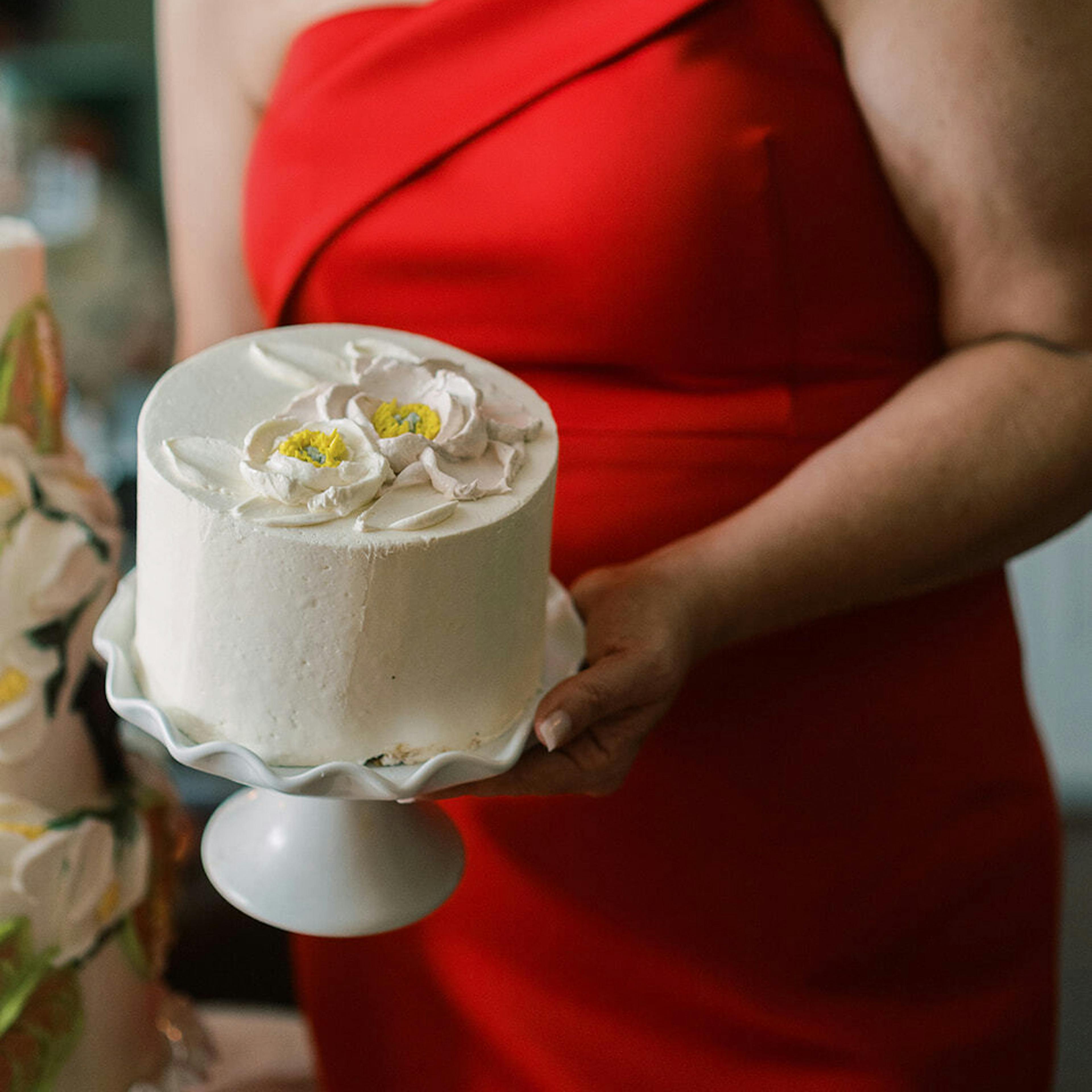 "The Wedding Cake" Floral Decorated Almond Raspberry Cake by Miri Nadler Cakes - Alternate image 3