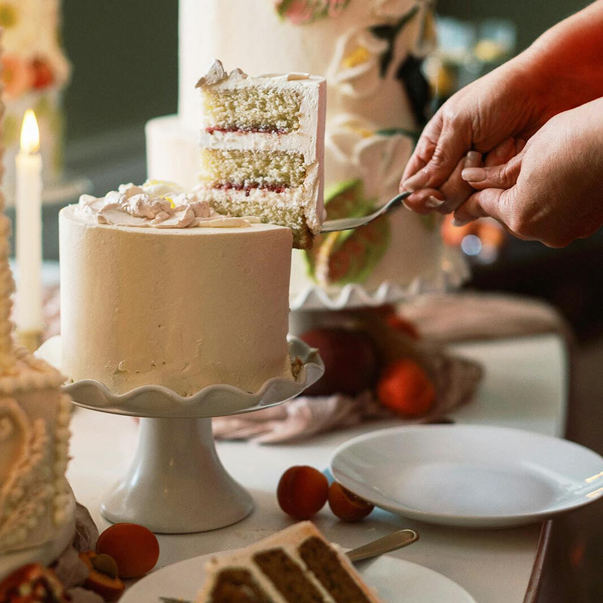 "The Wedding Cake" Floral Decorated Almond Raspberry Cake by Miri Nadler Cakes - Alternate image 1