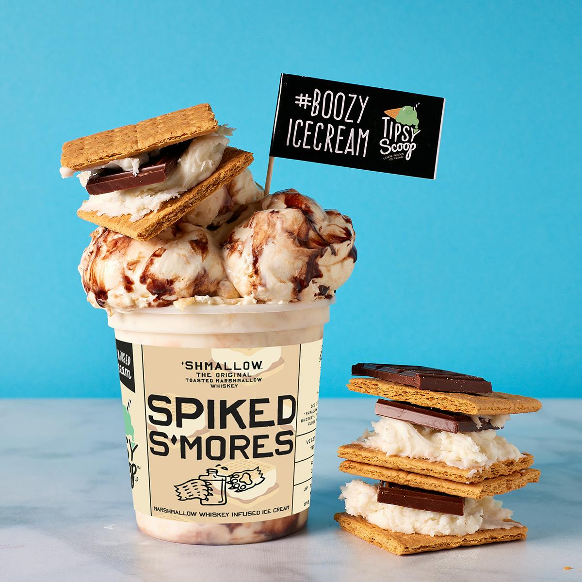 "Shmallow" Spiked S'Mores Boozy Ice Cream - 4 Pack by Tipsy Scoop Boozy Ice Cream - Alternate image 1