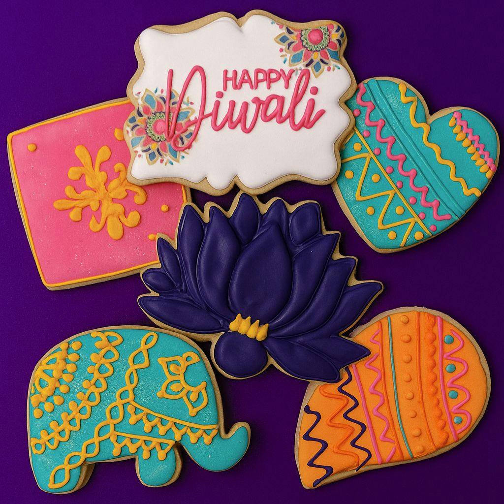 Diwali Decorated Butter Cookies by Dessert Gallery - Alternate image 1
