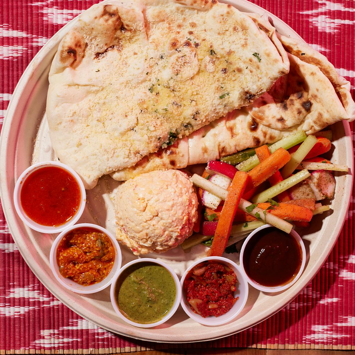 "Bread Service" Naan Bread + Pimento Whipped Paneer by Chef Maneet Chauhan