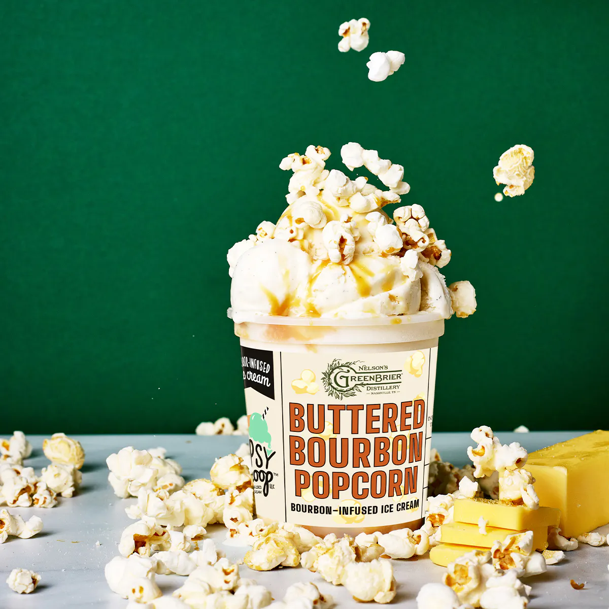 Buttered Bourbon Popcorn Boozy Ice Cream - 4 Pack by Tipsy Scoop Boozy Ice Cream - Alternate image 1