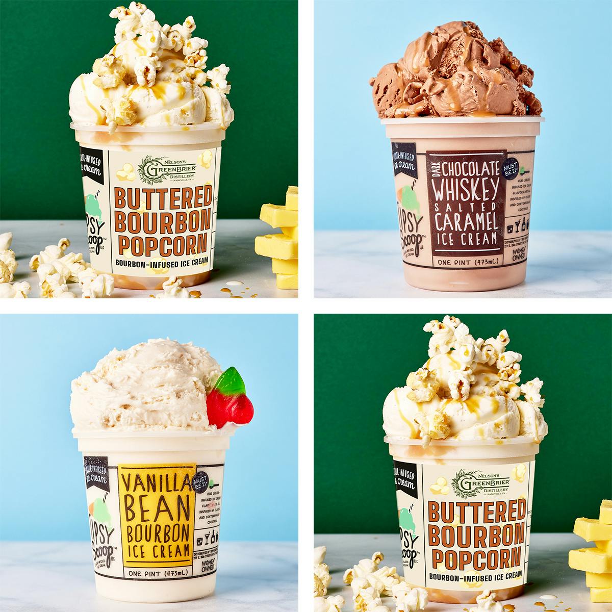 "Whiskey Lovers" Boozy Ice Cream Collection - 4 Pints by Tipsy Scoop Boozy Ice Cream