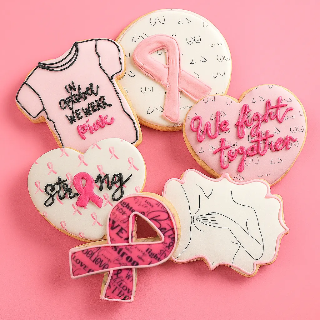 Breast Cancer Awareness Decorated Butter Cookies by Dessert Gallery