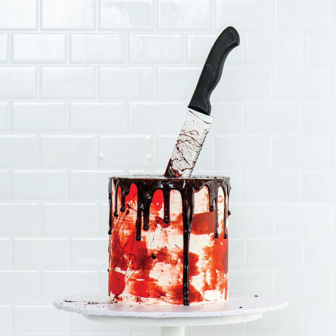 Halloween Bloody Knife Red Velvet Cake by Sweet E's Bake Shop - Alternate image 1