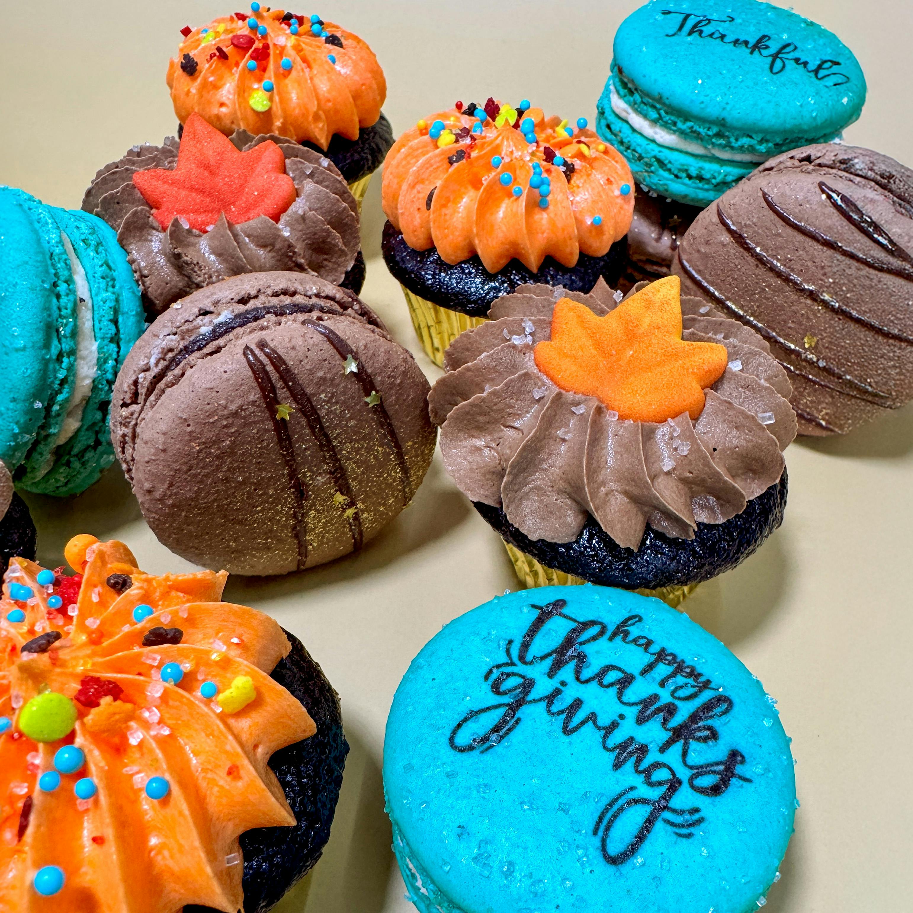 Thanksgiving Mini Cupcake + Macarons Combo by Trophy Cupcakes - Alternate image 1