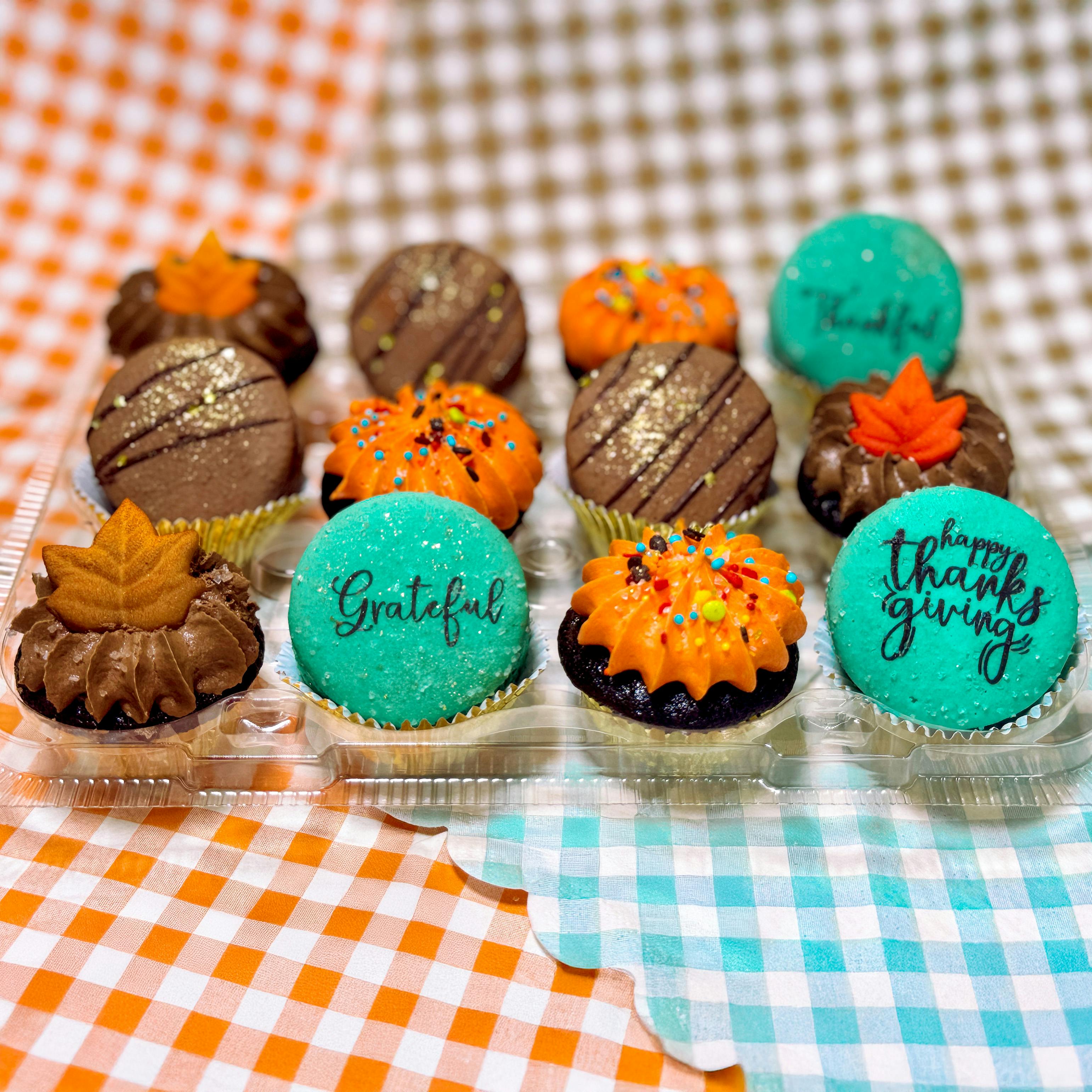 Thanksgiving Mini Cupcake + Macarons Combo by Trophy Cupcakes - Alternate image 2