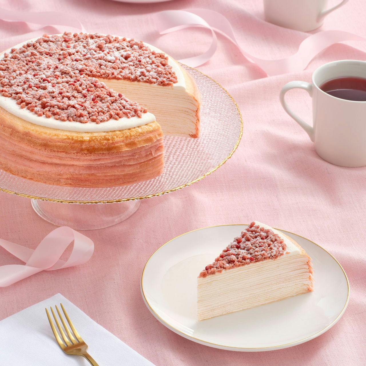 Pink Pearl Strawberry Mille Crêpes Cake by Lady M Confections - Alternate image 1