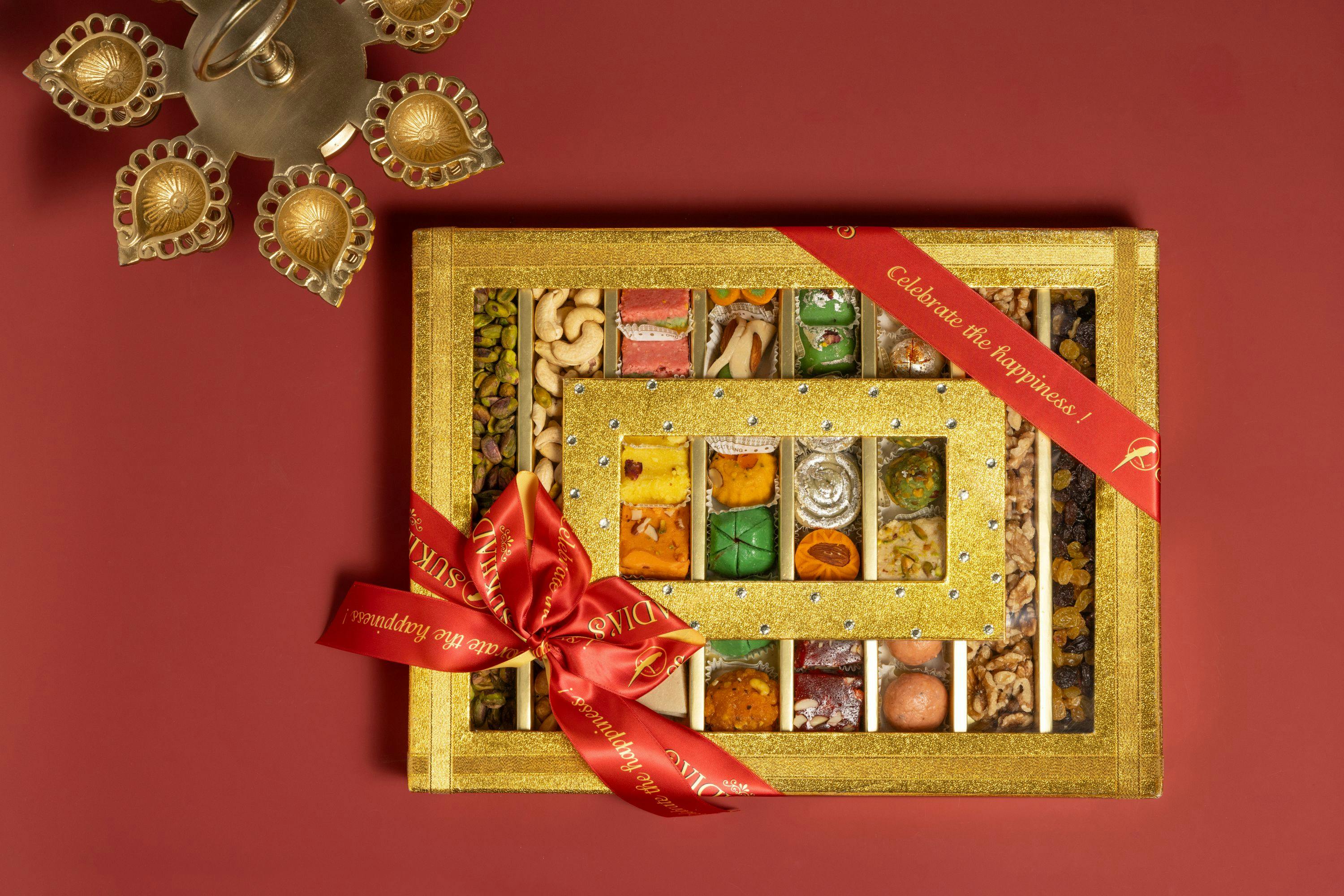 Diwali Golden Sweets & Dried Fruit Gift Box by Sukhadia's