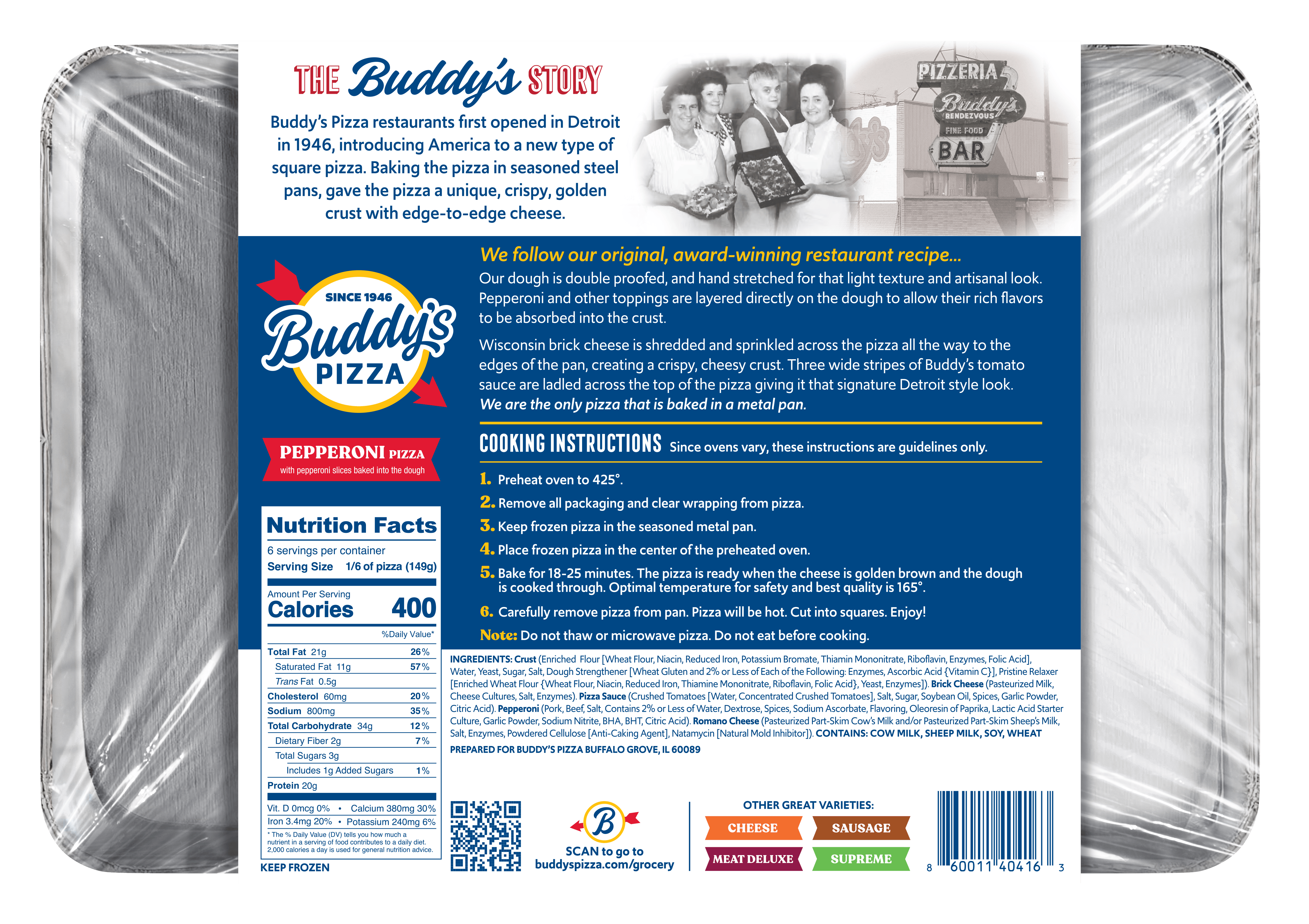 Detroit-Style Pizza Original Pepperoni Squares - 4 Pack by Buddy's Pizza - Alternate image 2