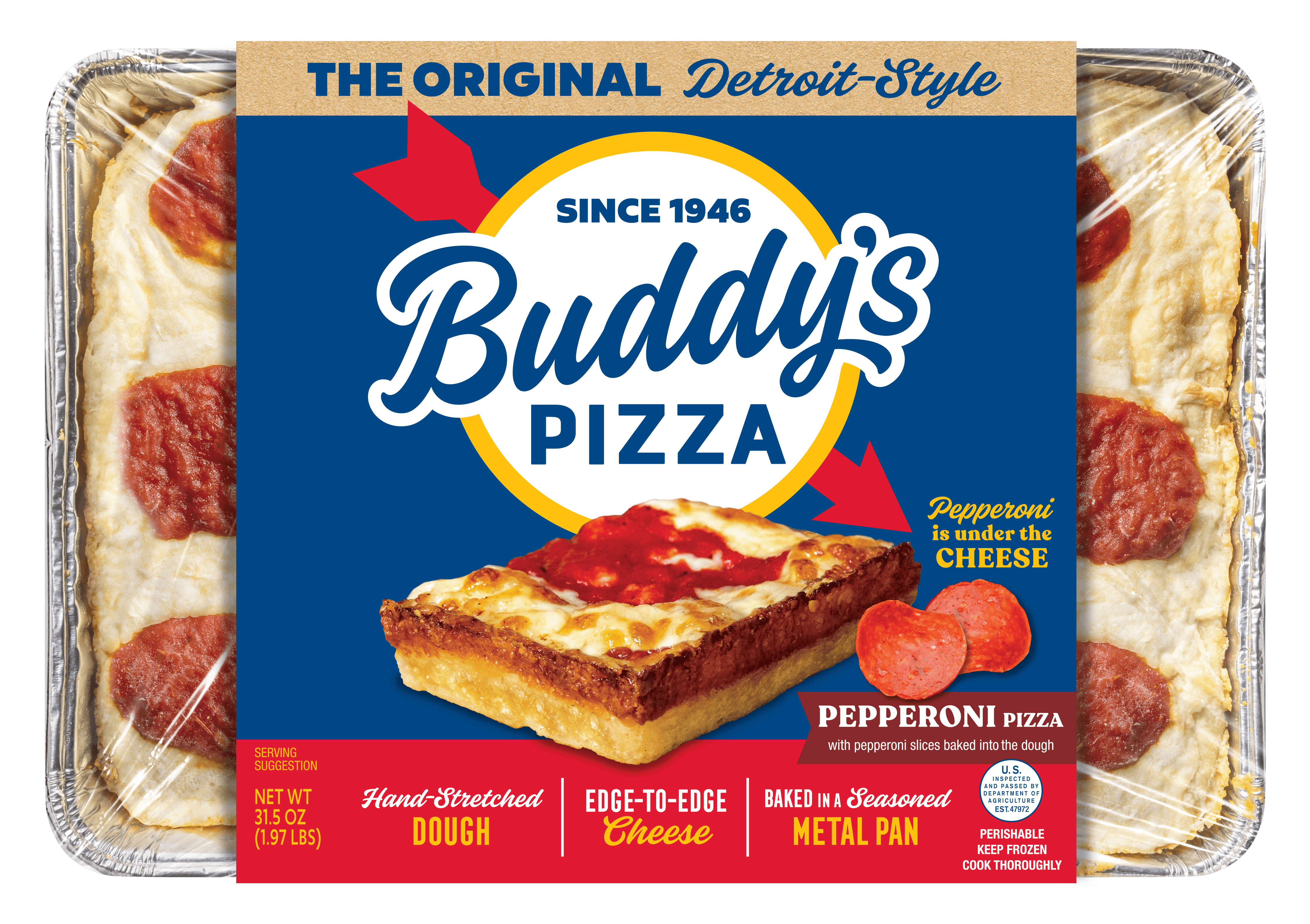 Detroit-Style Pizza Original Pepperoni Squares - 4 Pack by Buddy's Pizza - Alternate image 1