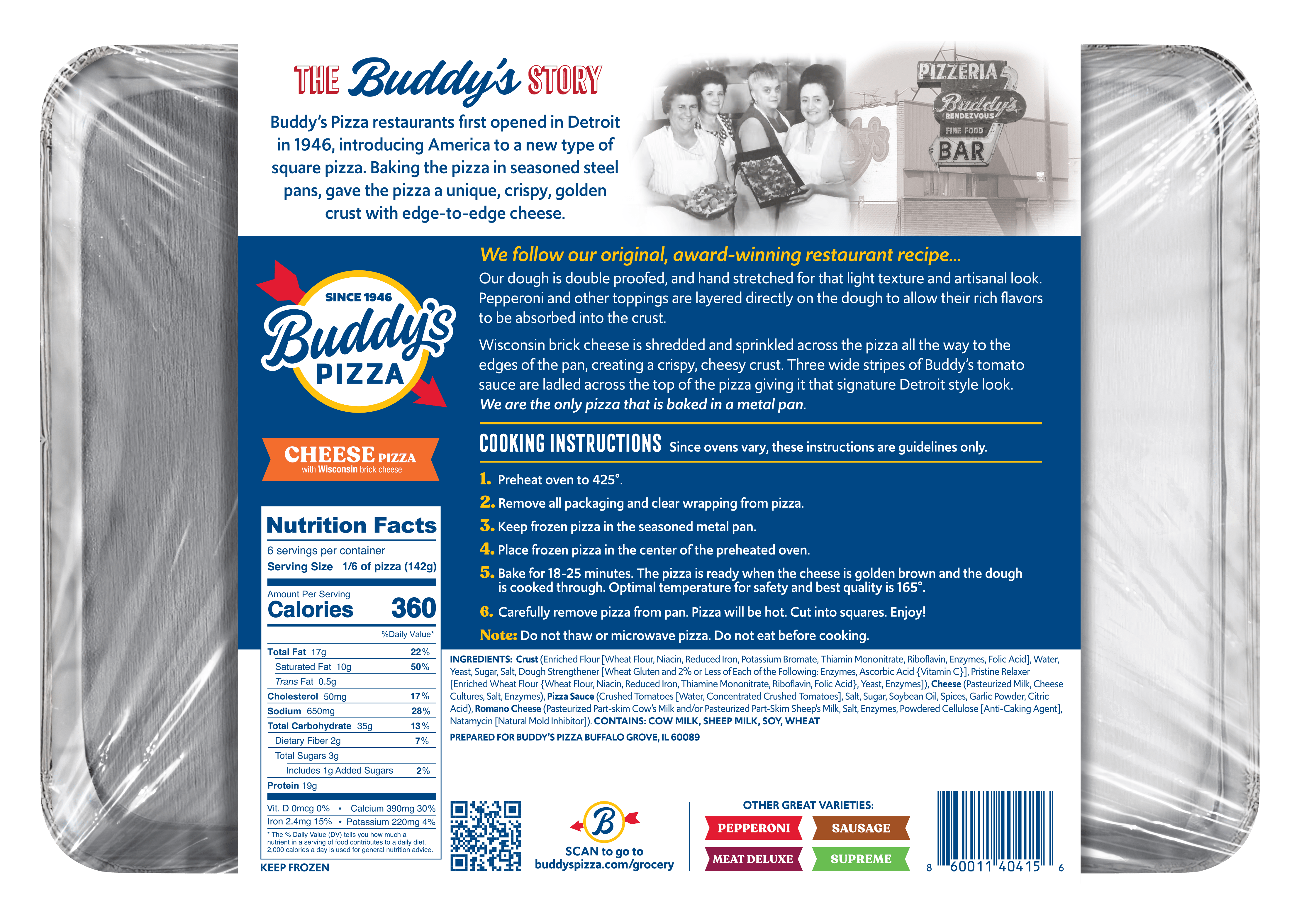 Detroit-Style Pizza Cheese Squares - 4 Pack by Buddy's Pizza - Alternate image 2