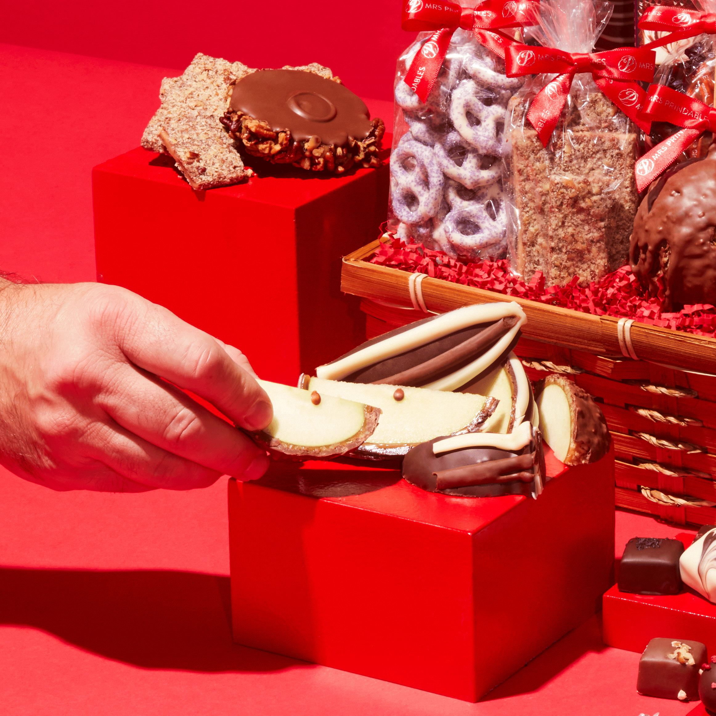 Holiday Caramel Apple & Confections Abundant Gift Basket by Mrs. Prindables Gourmet Caramel Apples - Alternate image 1