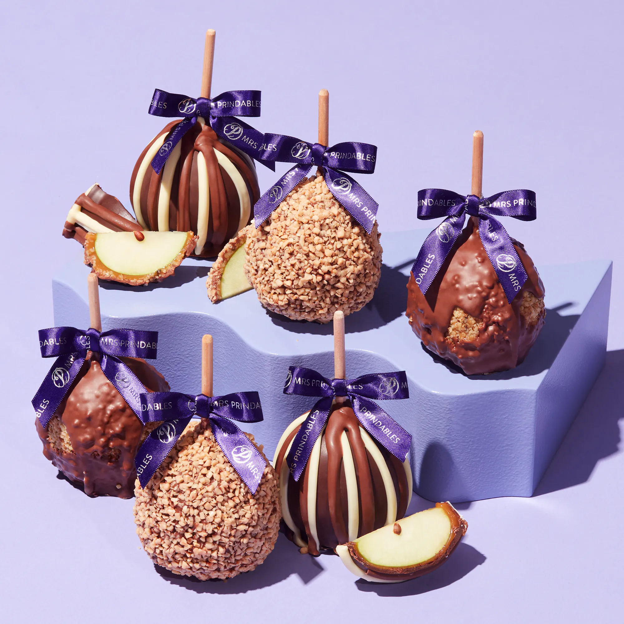 Mrs. Prindables Gourmet Caramel Apples - Caramel Apple Sampler - 6 Pack