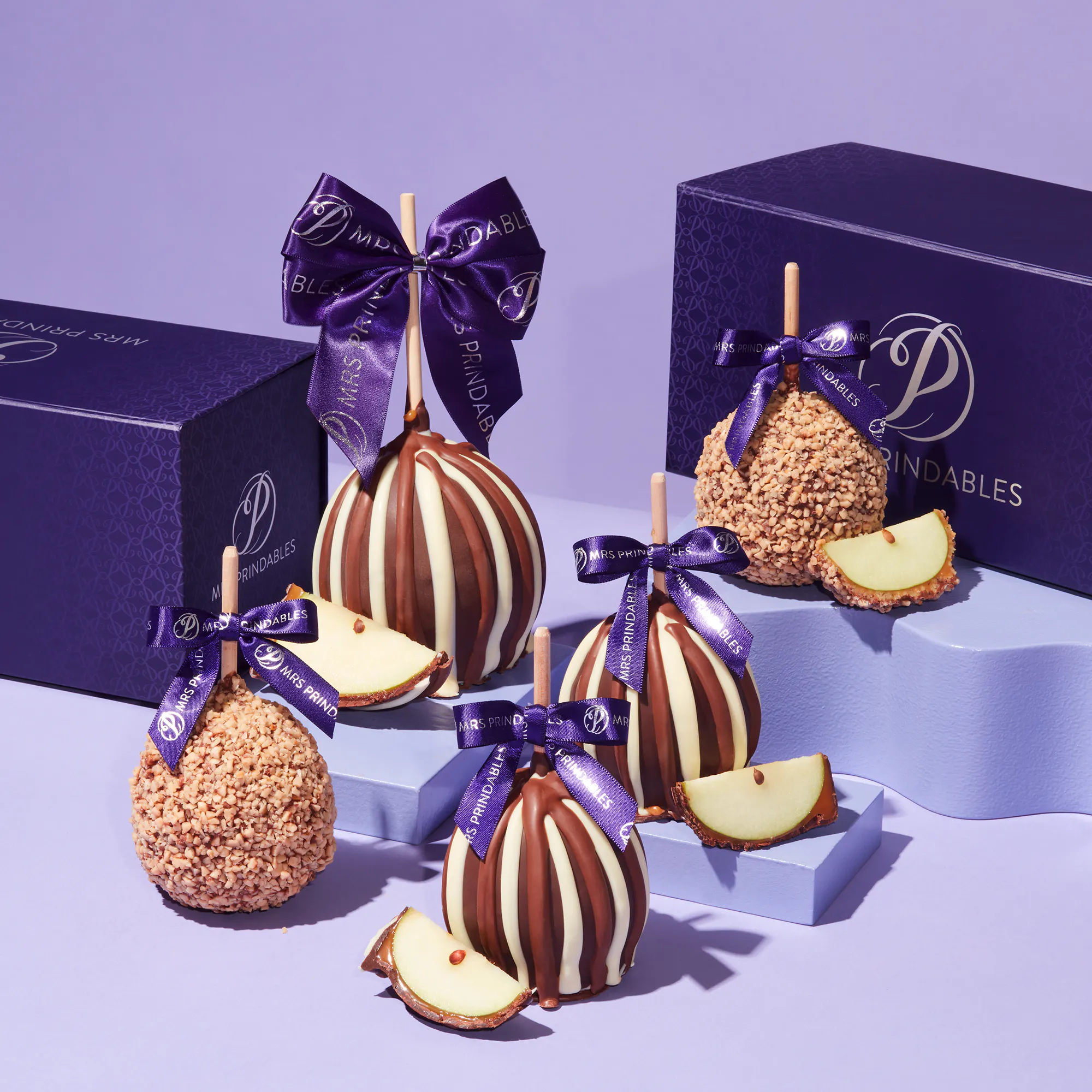 Mrs. Prindables Gourmet Caramel Apples - Caramel Apple Gift Box - 5 Pack
