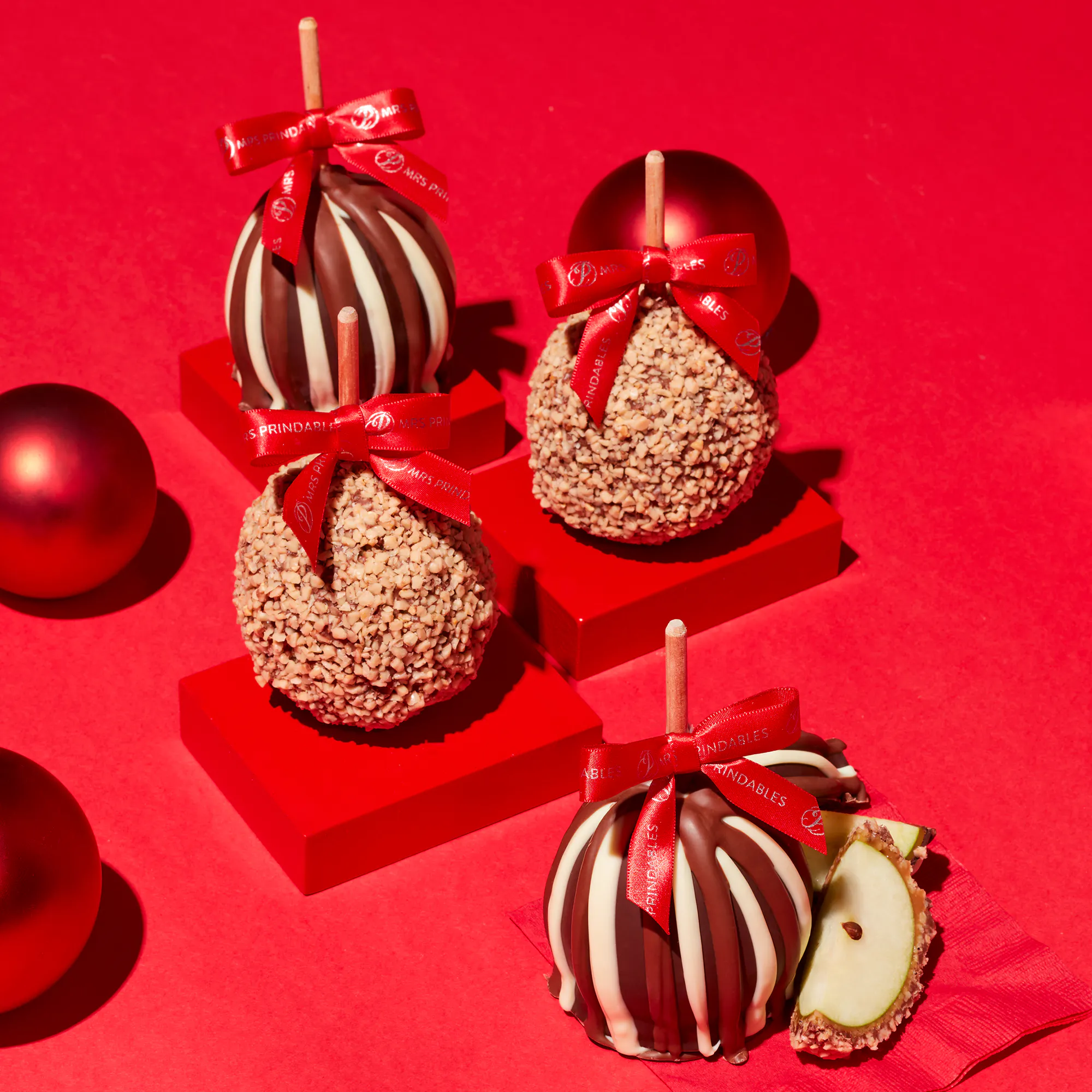 Holiday Caramel Apple Gift Box - 5 Pack by Mrs. Prindables Gourmet Caramel Apples - Alternate image 2