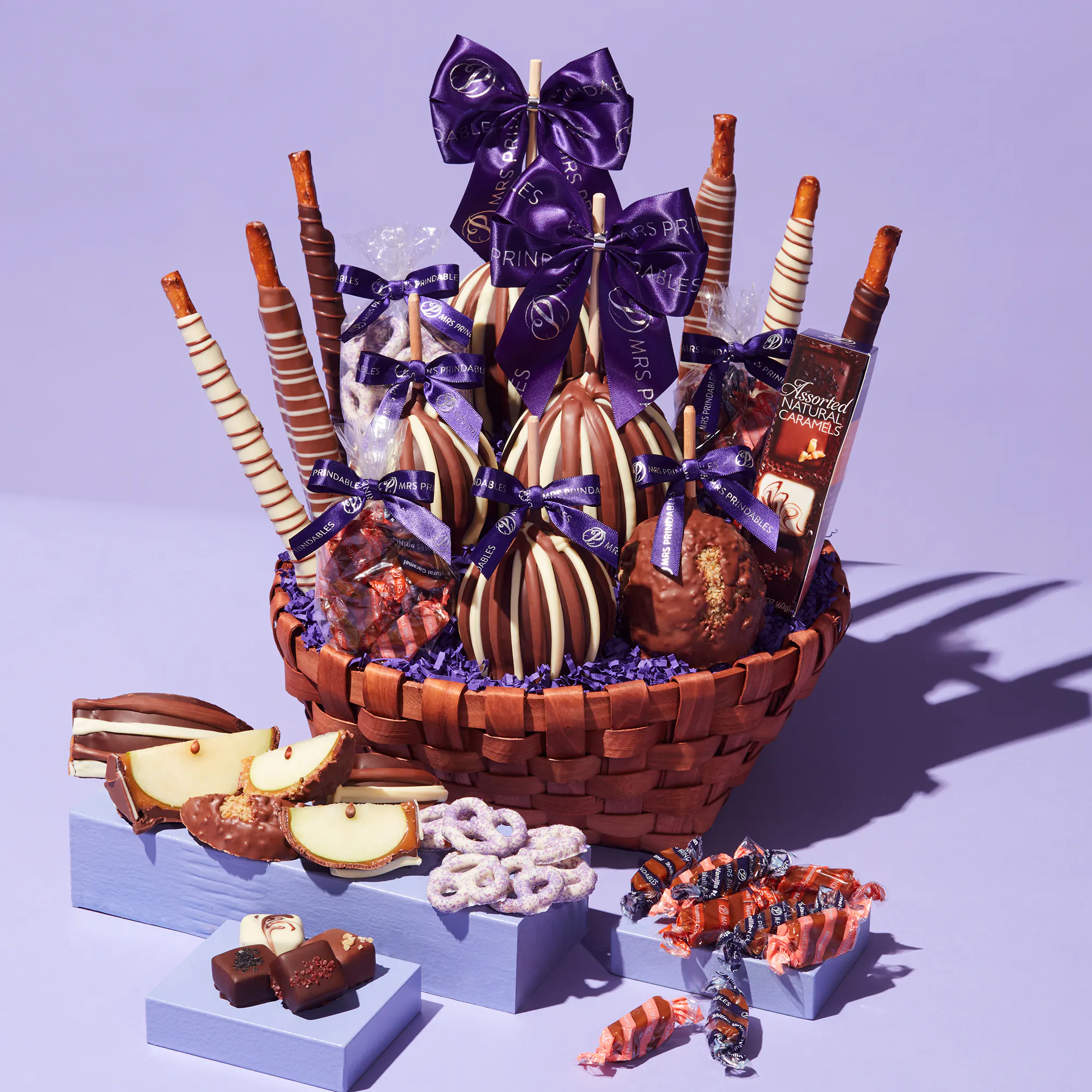 Mrs. Prindables Gourmet Caramel Apples - Caramel Apple & Confections Premium Gift Basket