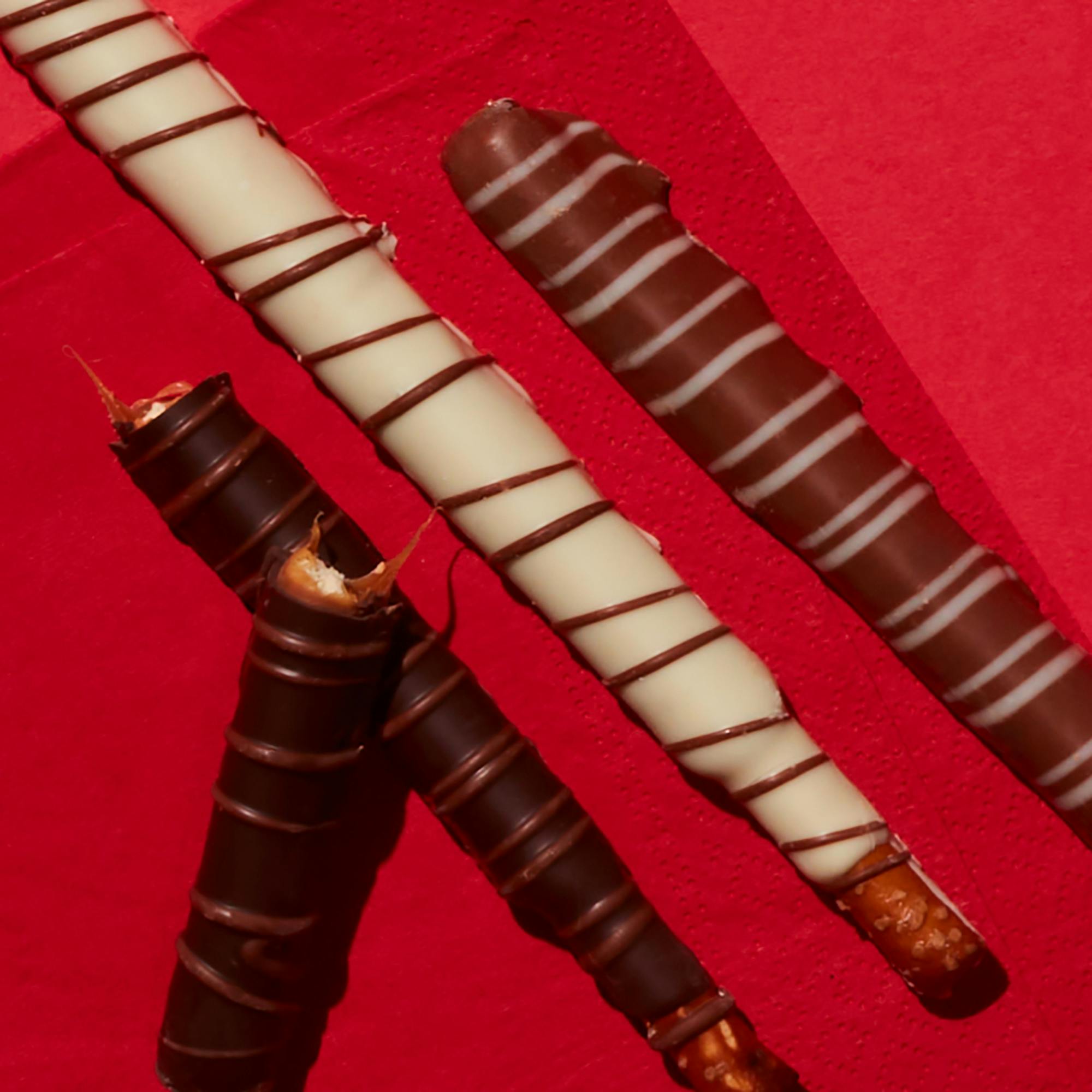 Holiday Chocolate Caramel Pretzel Rod Gift Set - 3 Pack by Mrs. Prindables Gourmet Caramel Apples - Alternate image 1