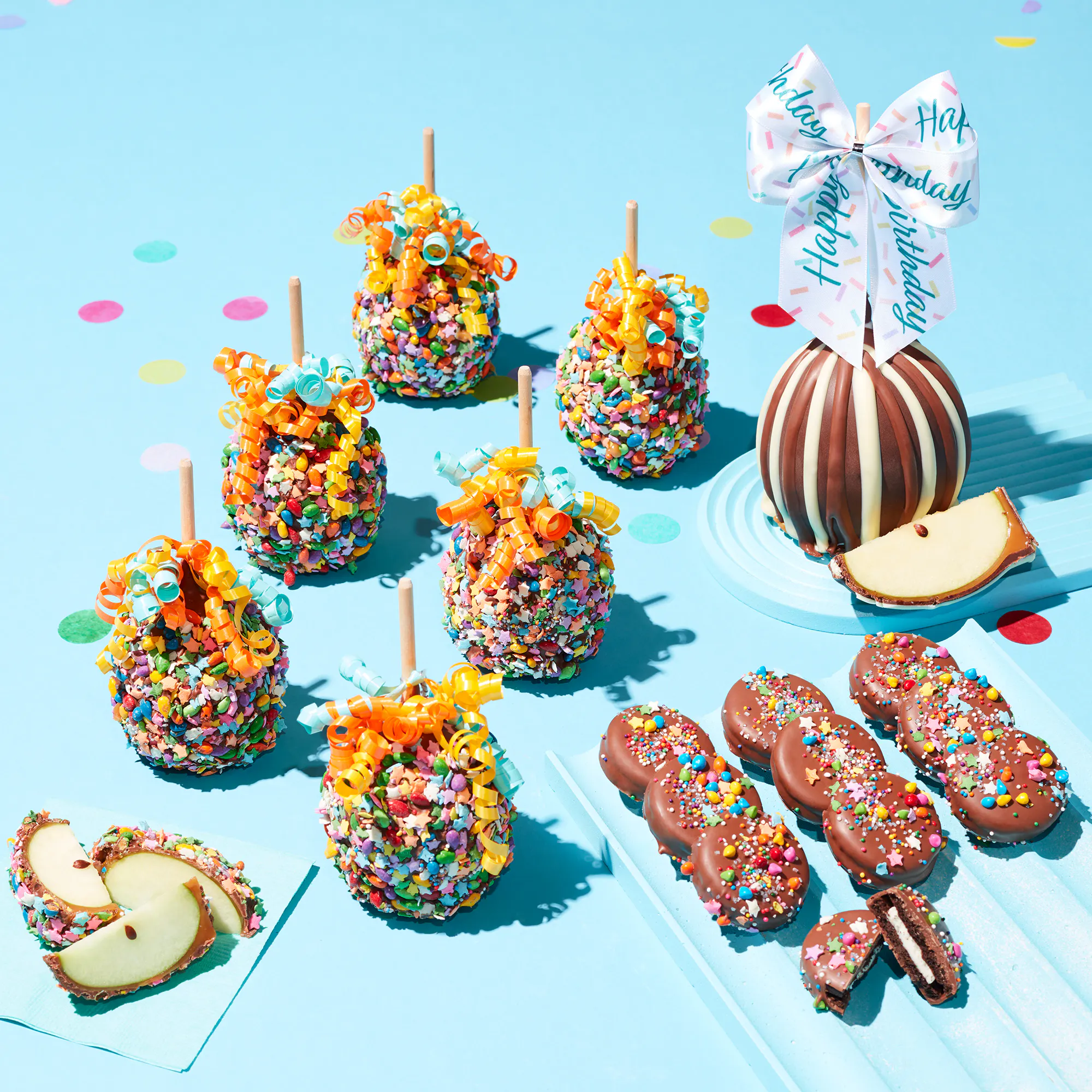 Mrs. Prindables Gourmet Caramel Apples - Birthday Celebration Caramel Apples + Cookies