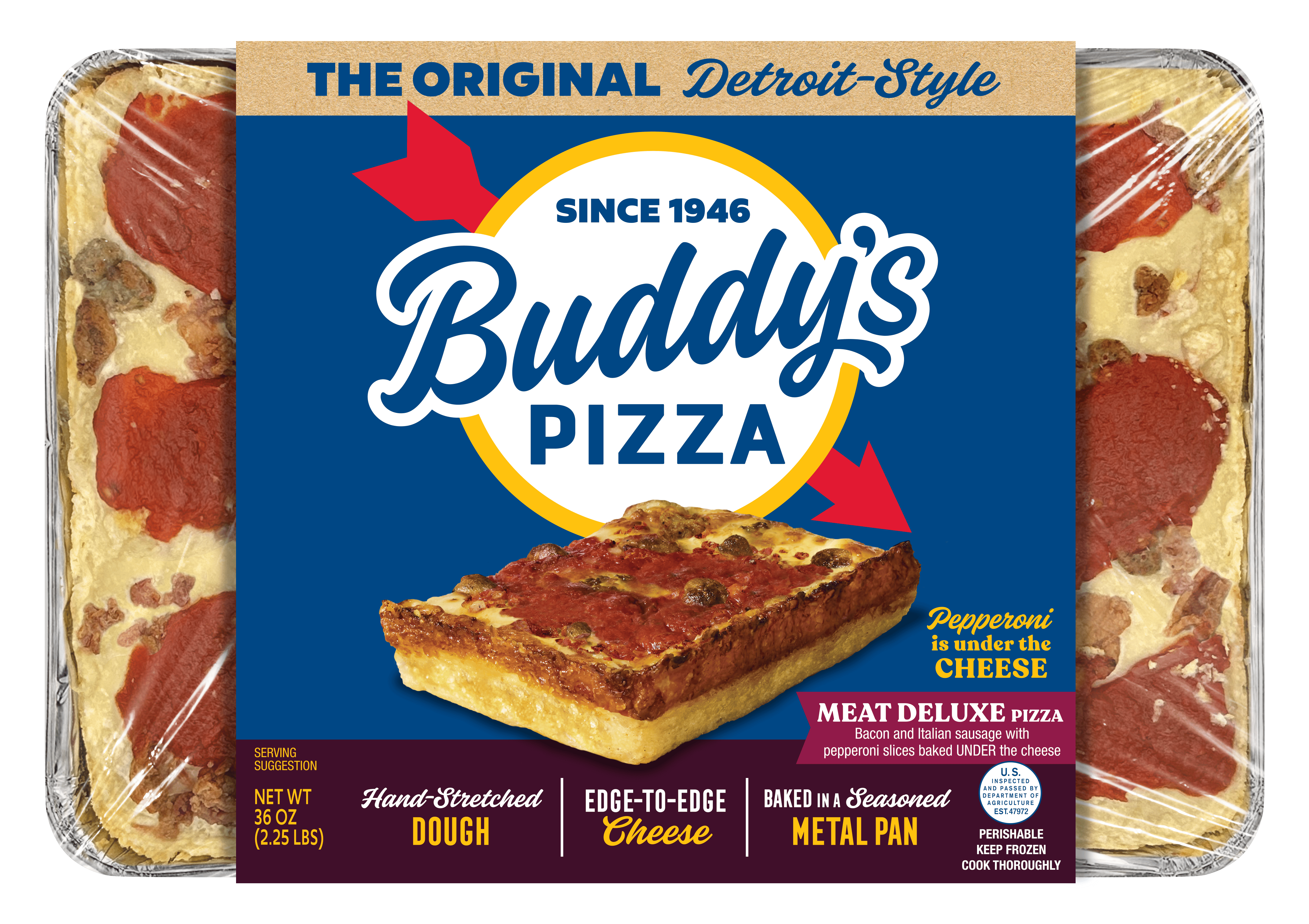 Detroit-Style Pizza Meat Deluxe Squares - 3 Pack by Buddy's Pizza
