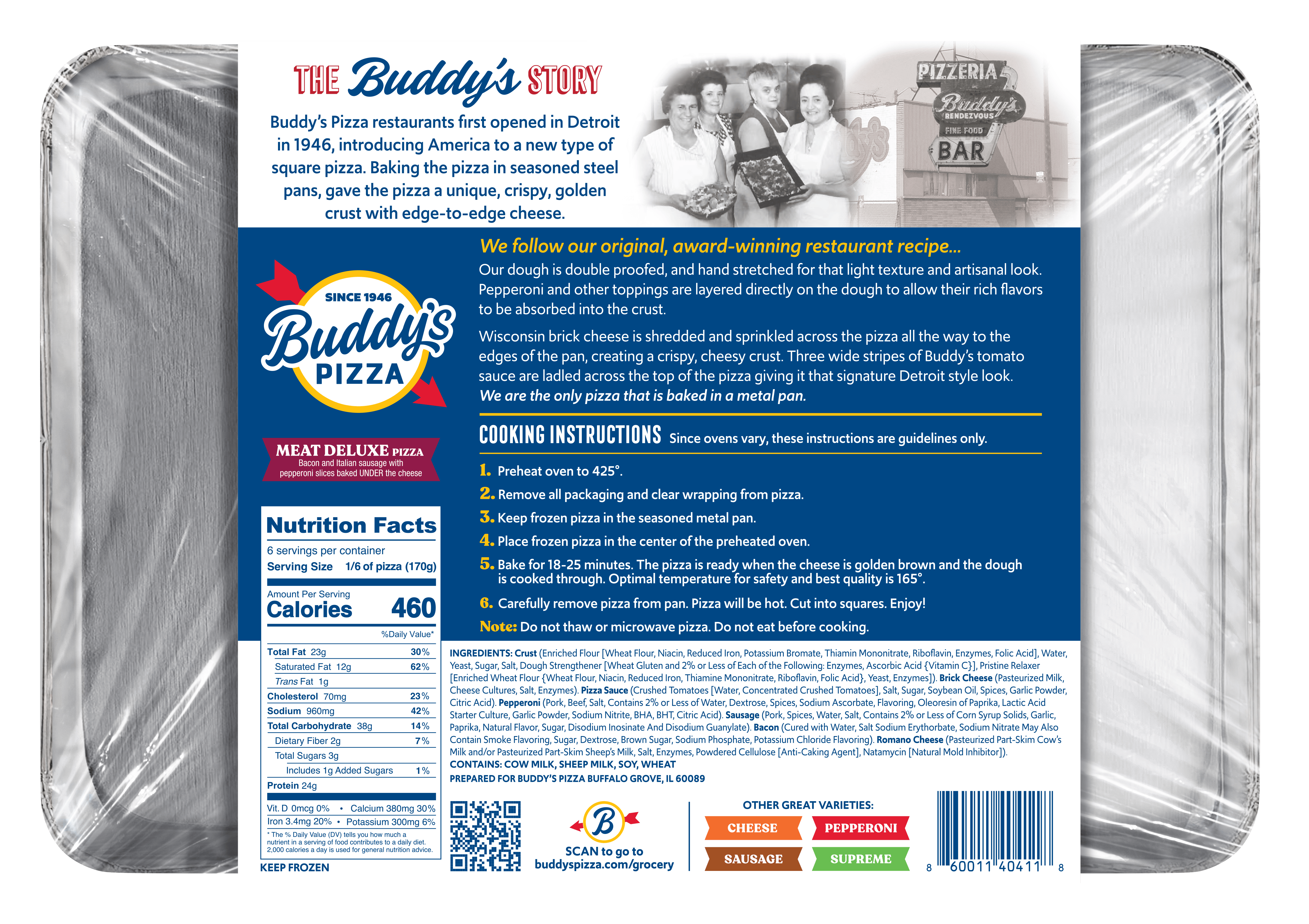 Detroit-Style Pizza Meat Deluxe Squares - 3 Pack by Buddy's Pizza - Alternate image 3