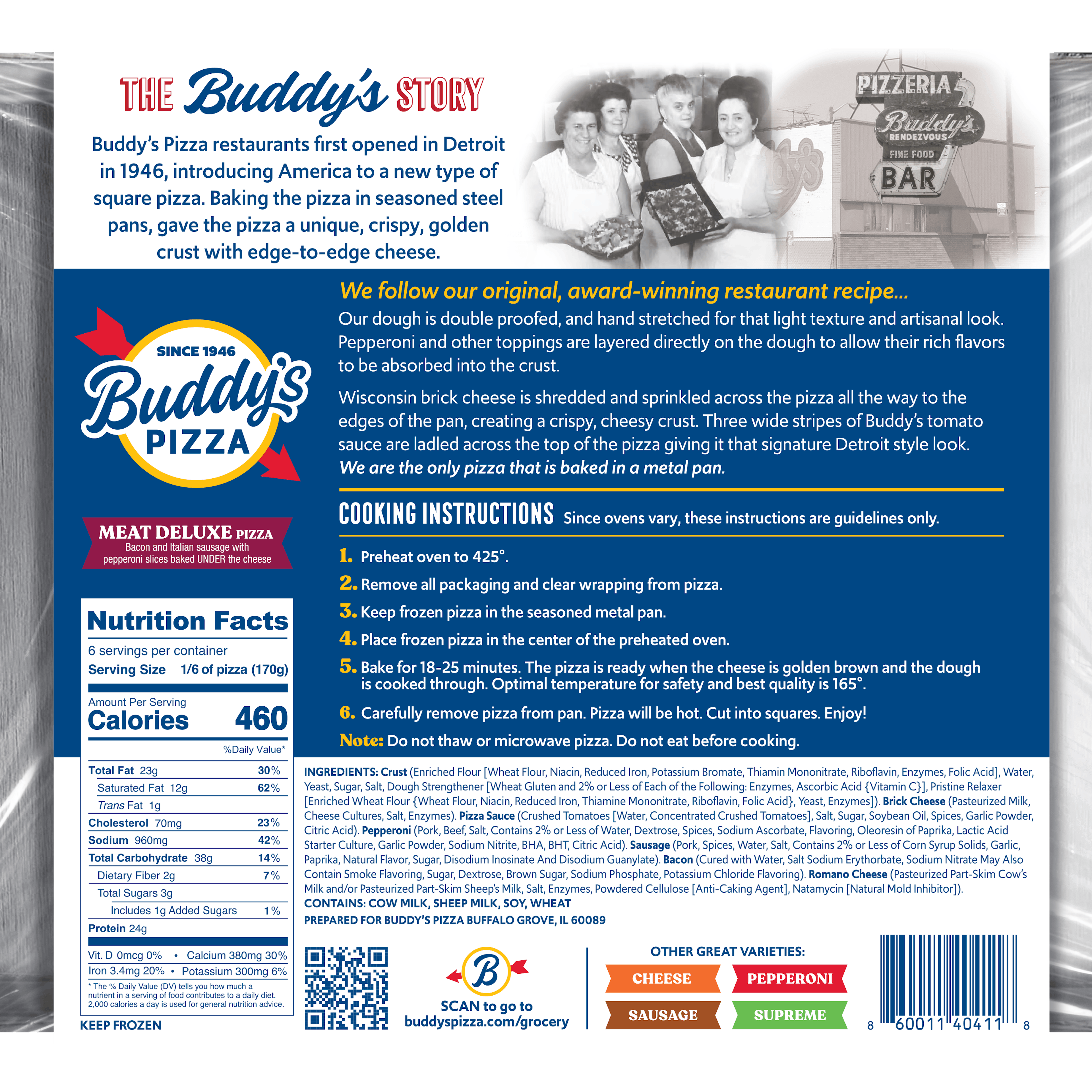 Detroit-Style Pizza Meat Deluxe Squares - 3 Pack by Buddy's Pizza - Alternate image 3