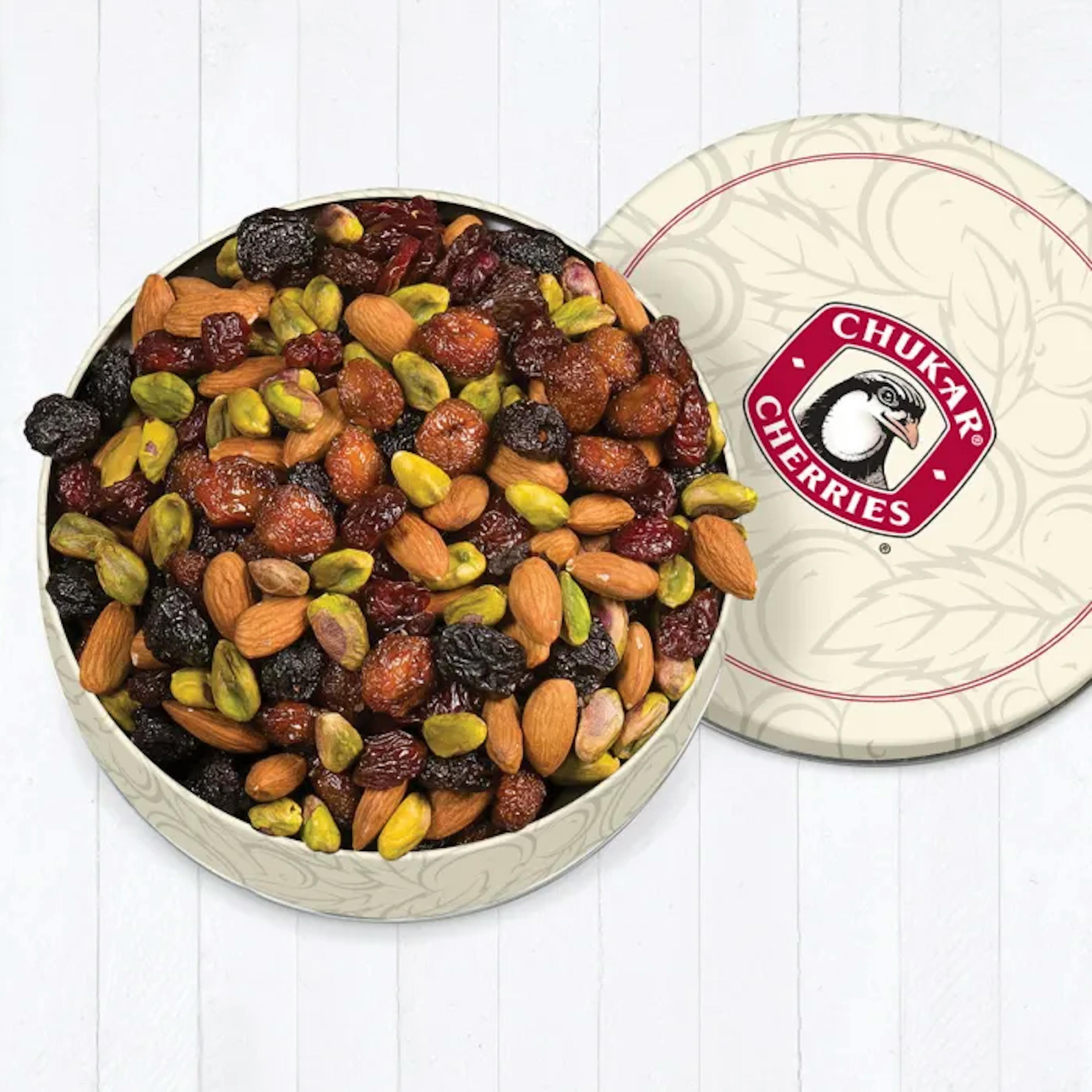 Triple Cherry Nut Tin by Chukar Cherries