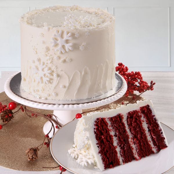 Snowflake Red Velvet Holiday Cake by We Take the Cake