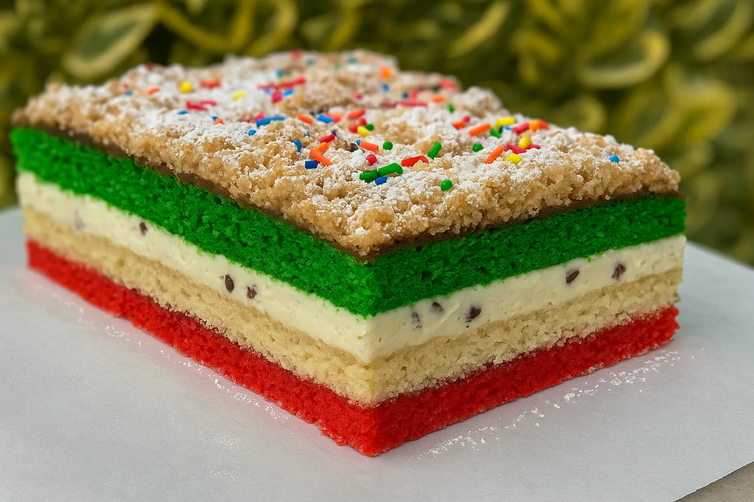 Cannoli Rainbow Cookie Crumb Cake by Comfortland