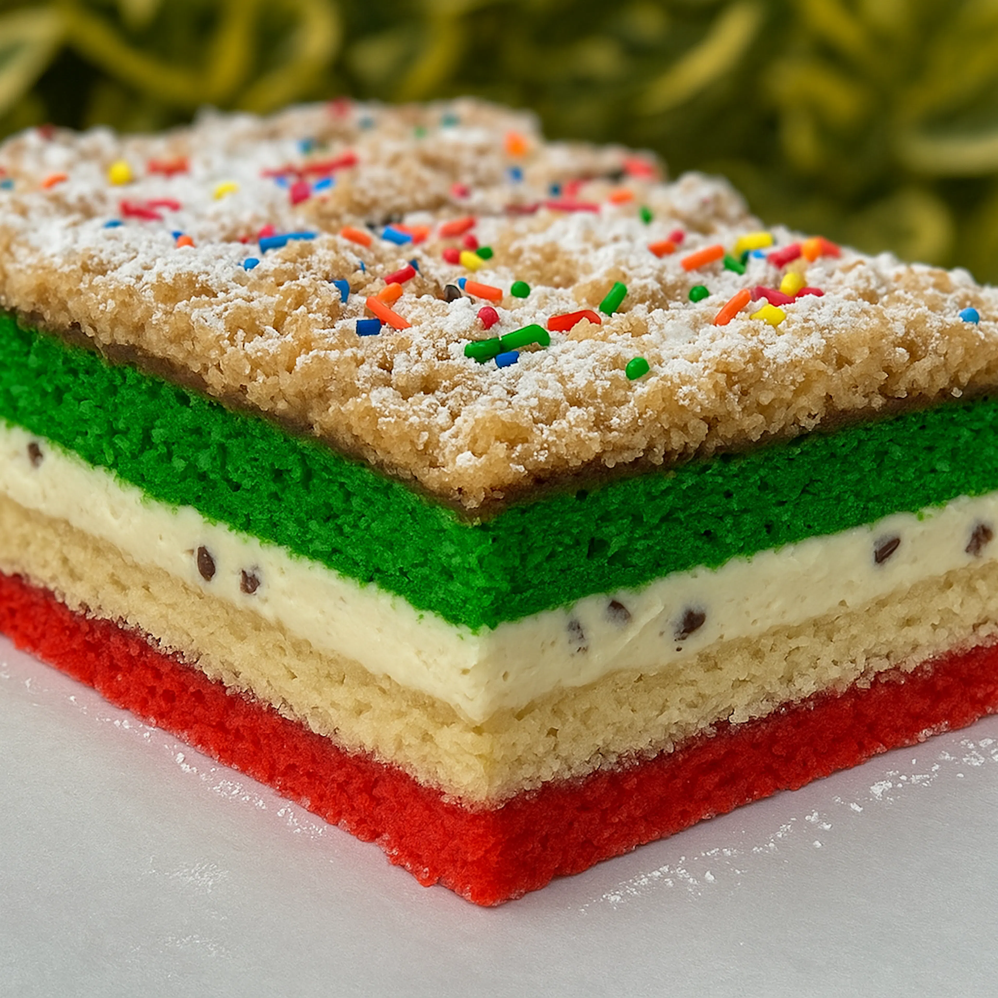Cannoli Rainbow Cookie Crumb Cake by Comfortland