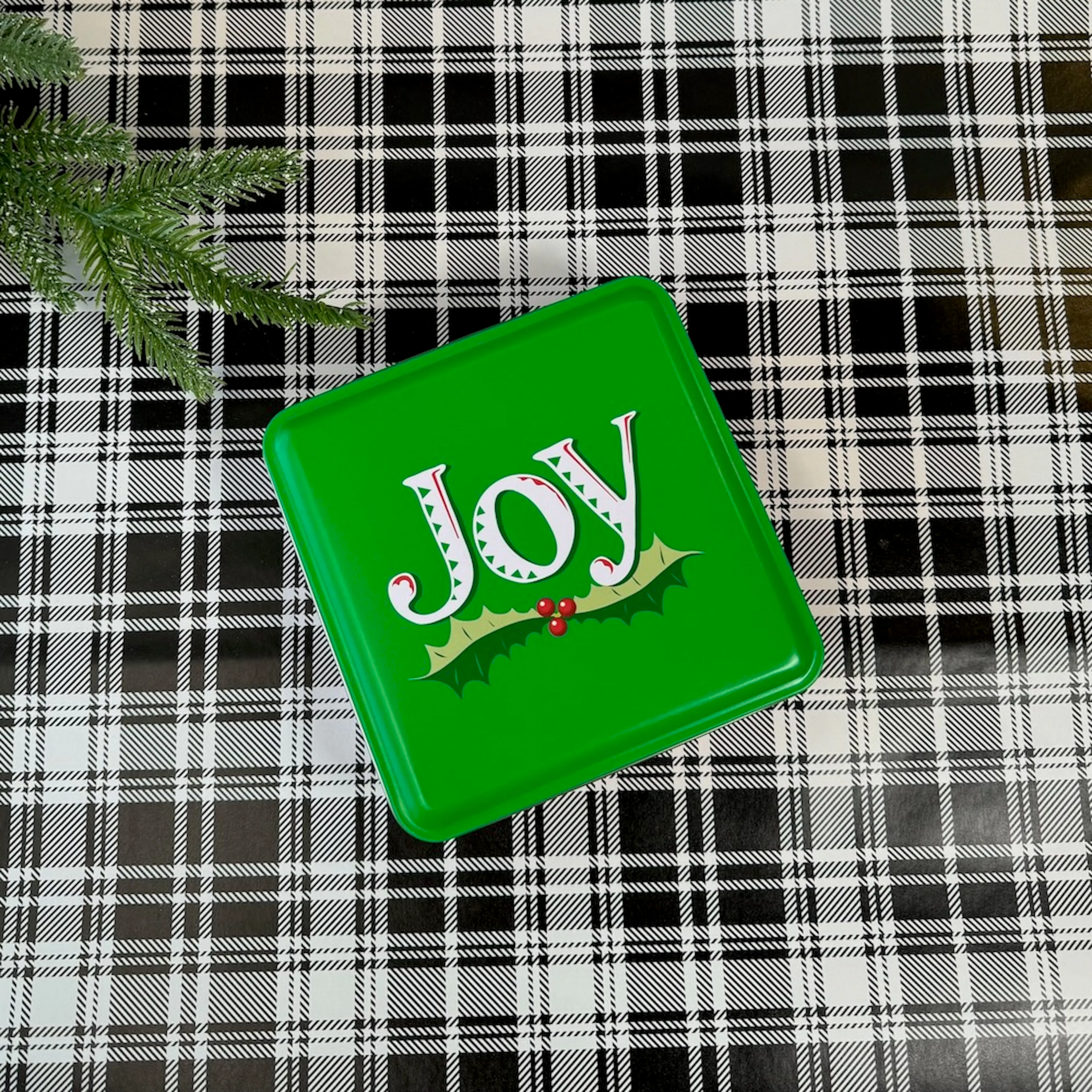 "Joy & Wreath" Holiday Gift Tin Tray by Byrd's Famous Cookies - Alternate image 2