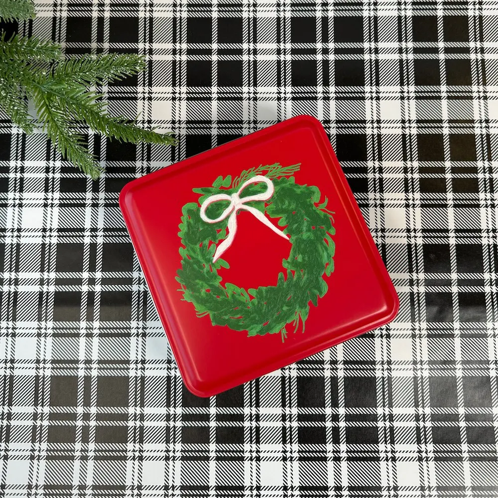 "Joy & Wreath" Holiday Gift Tin Tray by Byrd's Famous Cookies - Alternate image 1
