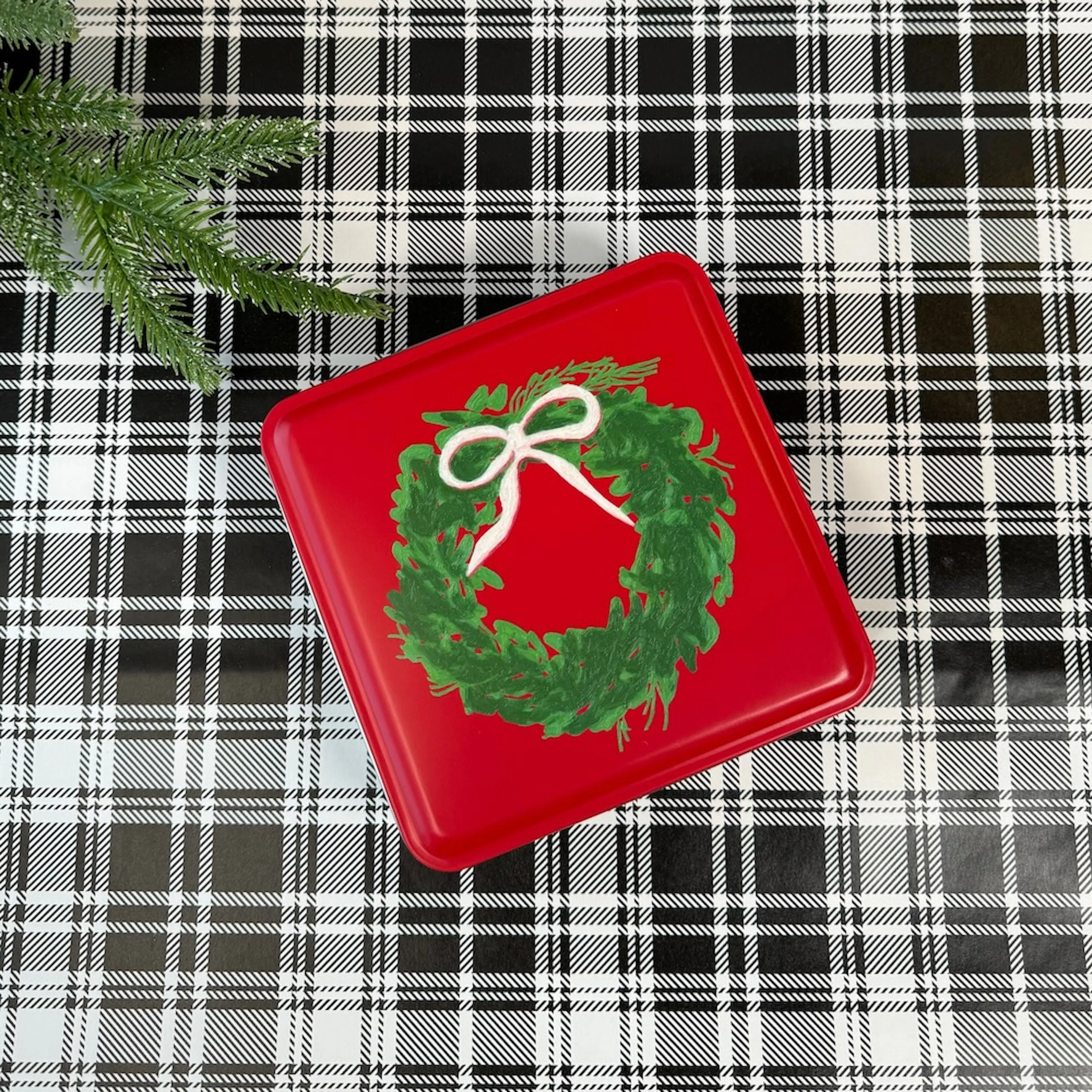 "Joy & Wreath" Holiday Gift Tin Tray by Byrd's Famous Cookies - Alternate image 1