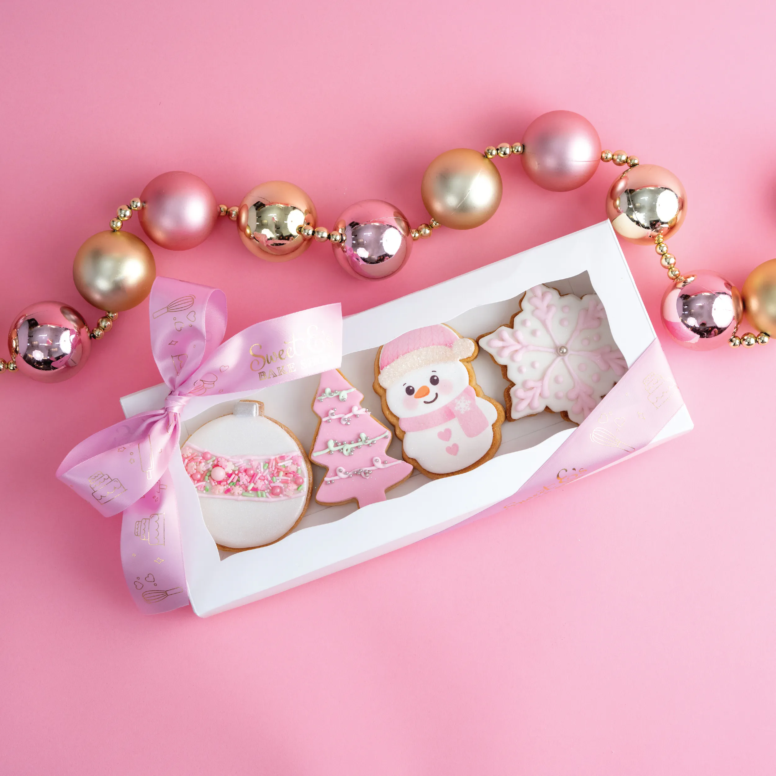 Holiday Glam Pink Cookie Gift Box by Sweet E's Bake Shop - Alternate image 1