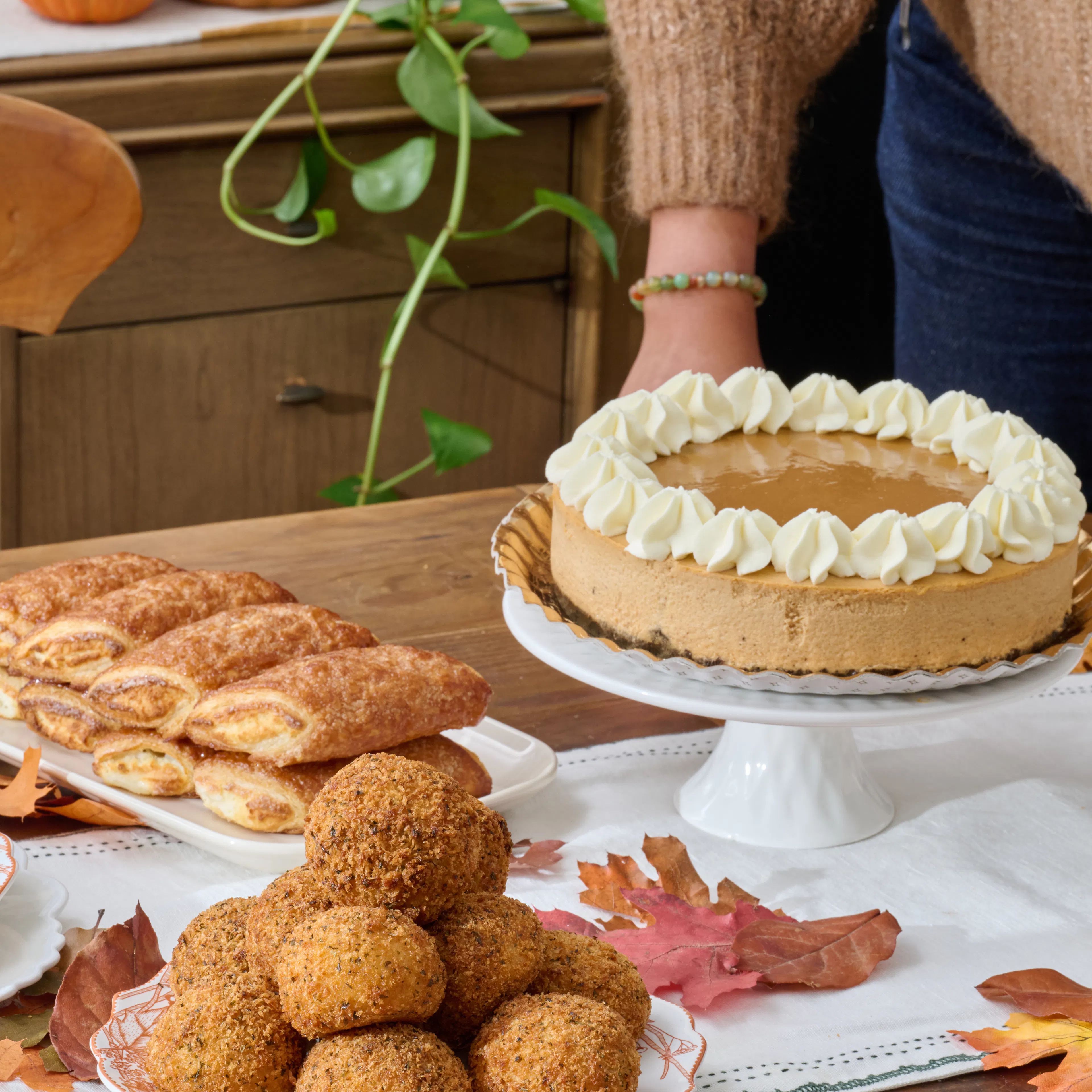Thanksgiving Bundle - Pumpkin Cheesecake + Turkey & Gravy Potato Ball + Cheese Roll by Porto's Bakery
