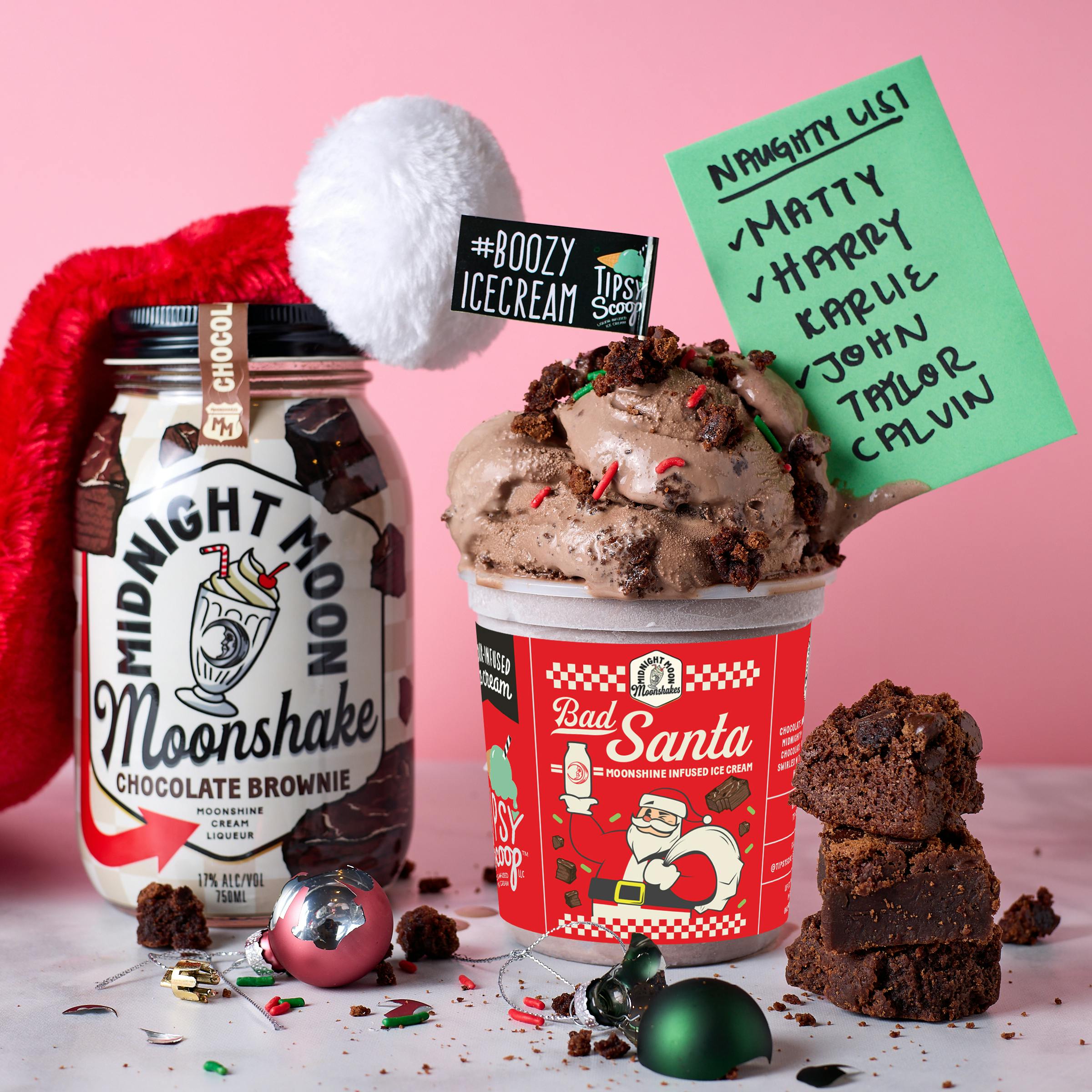 "Bad Santa" Moonshine Ice Cream + Tote Bag - 4 Pints by Tipsy Scoop Boozy Ice Cream - Alternate image 2