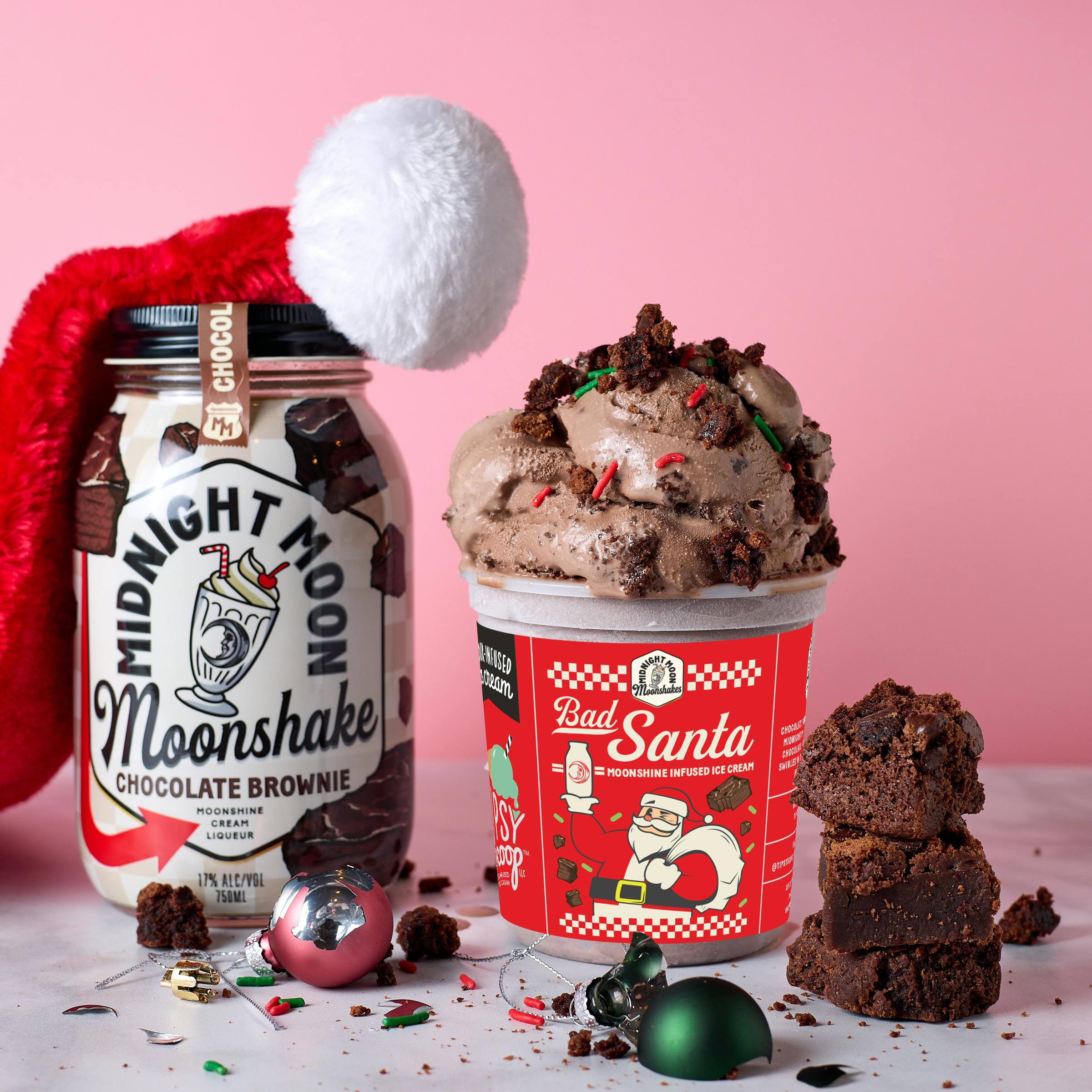 "Bad Santa" Moonshine Ice Cream + Tote Bag - 4 Pints by Tipsy Scoop Boozy Ice Cream