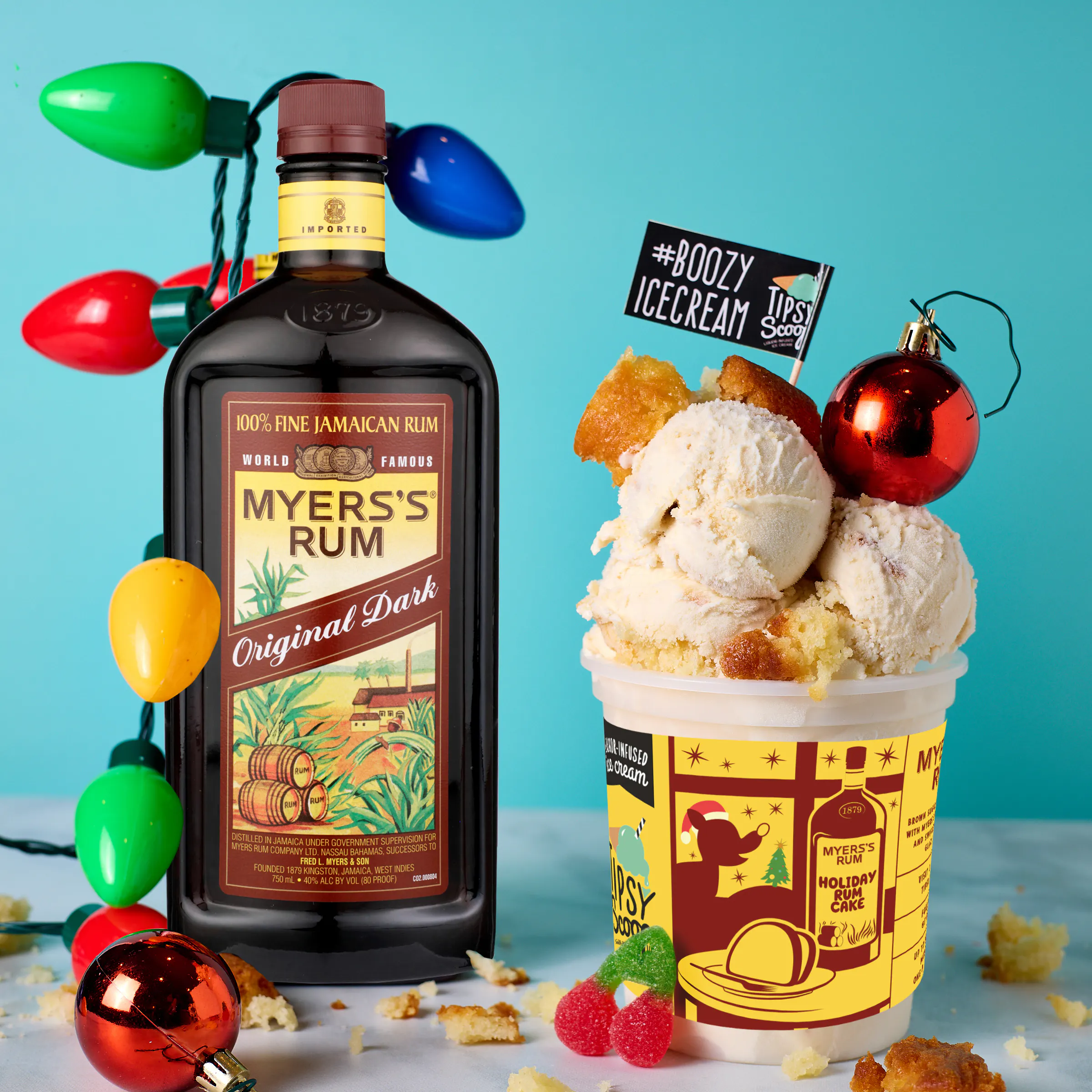 "Rum Rum Rudolph" Rum Cake Ice Cream + Tote Bag - 4 Pints by Tipsy Scoop Boozy Ice Cream